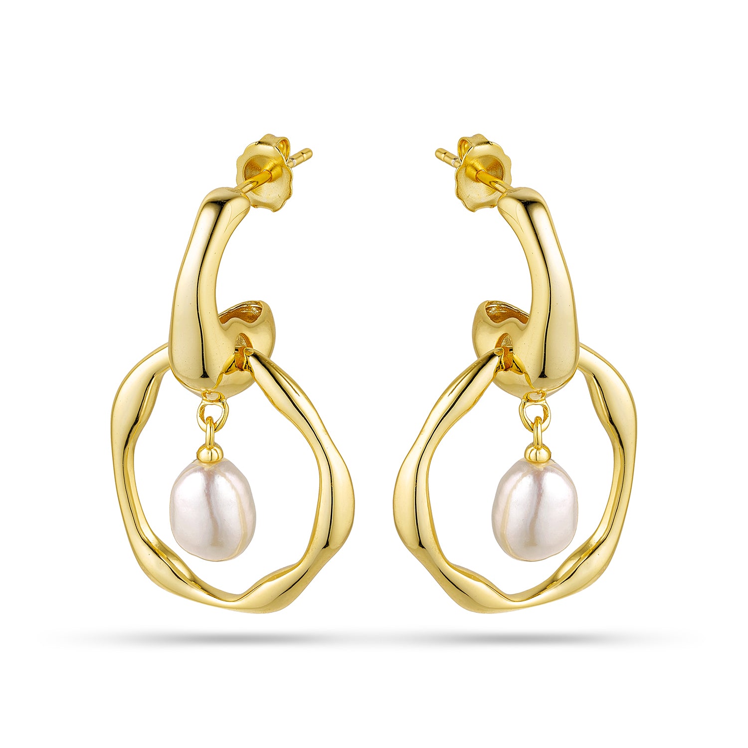 Σκουλαρίκια Pearls από επιχρυσωμένο ασήμι 925° Εικόνα 1