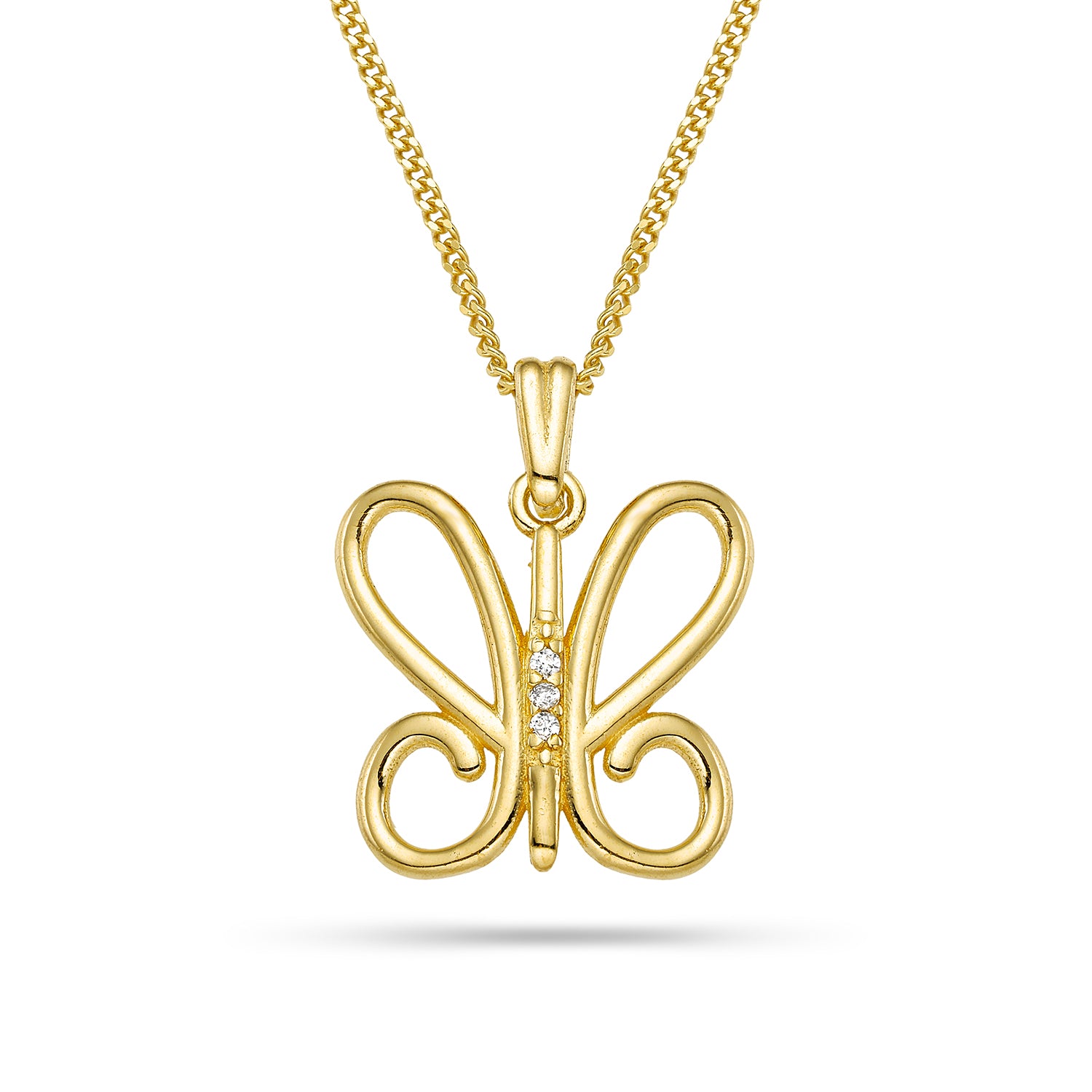 Κολιέ Γούρι πεταλούδα από επιχρυσωμένο ασήμι 925° με ζιργκόν