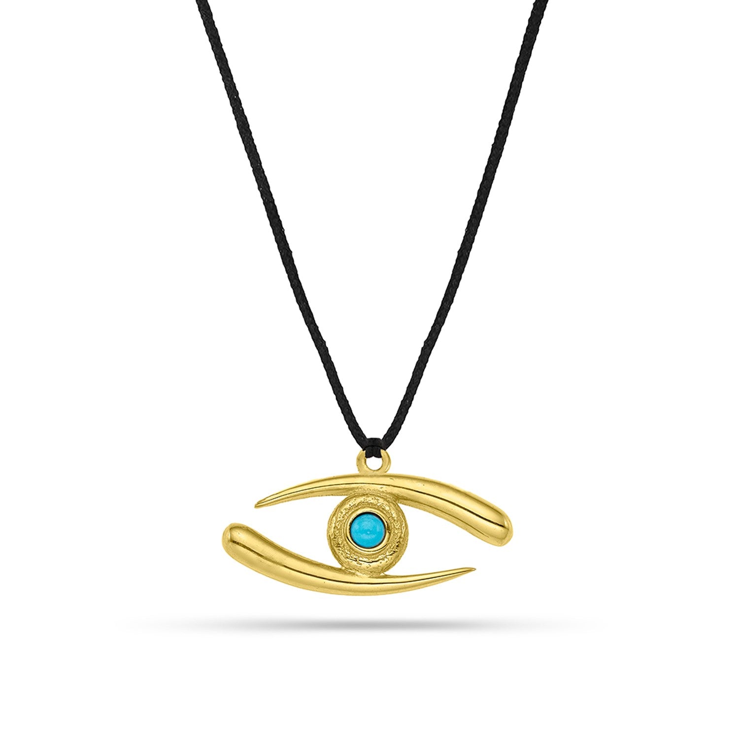 Γούρι 2026 Gaze απο επιχρυσωμένο ορείχαλκο και τυρκουάζ  με κορδόνι Εικόνα 2