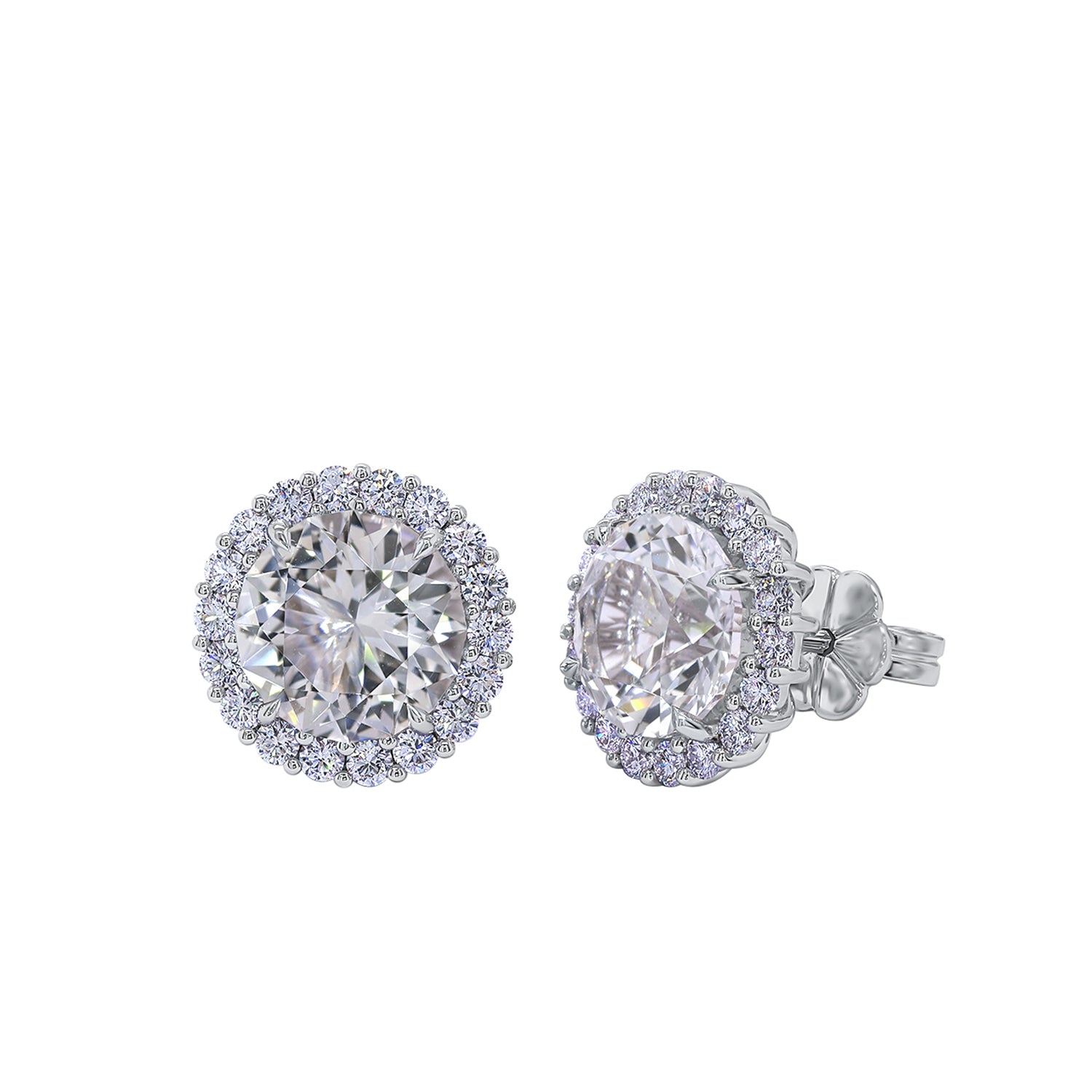 Σκουλαρίκια Diamonds από λευκό χρυσό 18K με λευκό τοπάζι και διαμάντια μπριγιάν Εικόνα 2