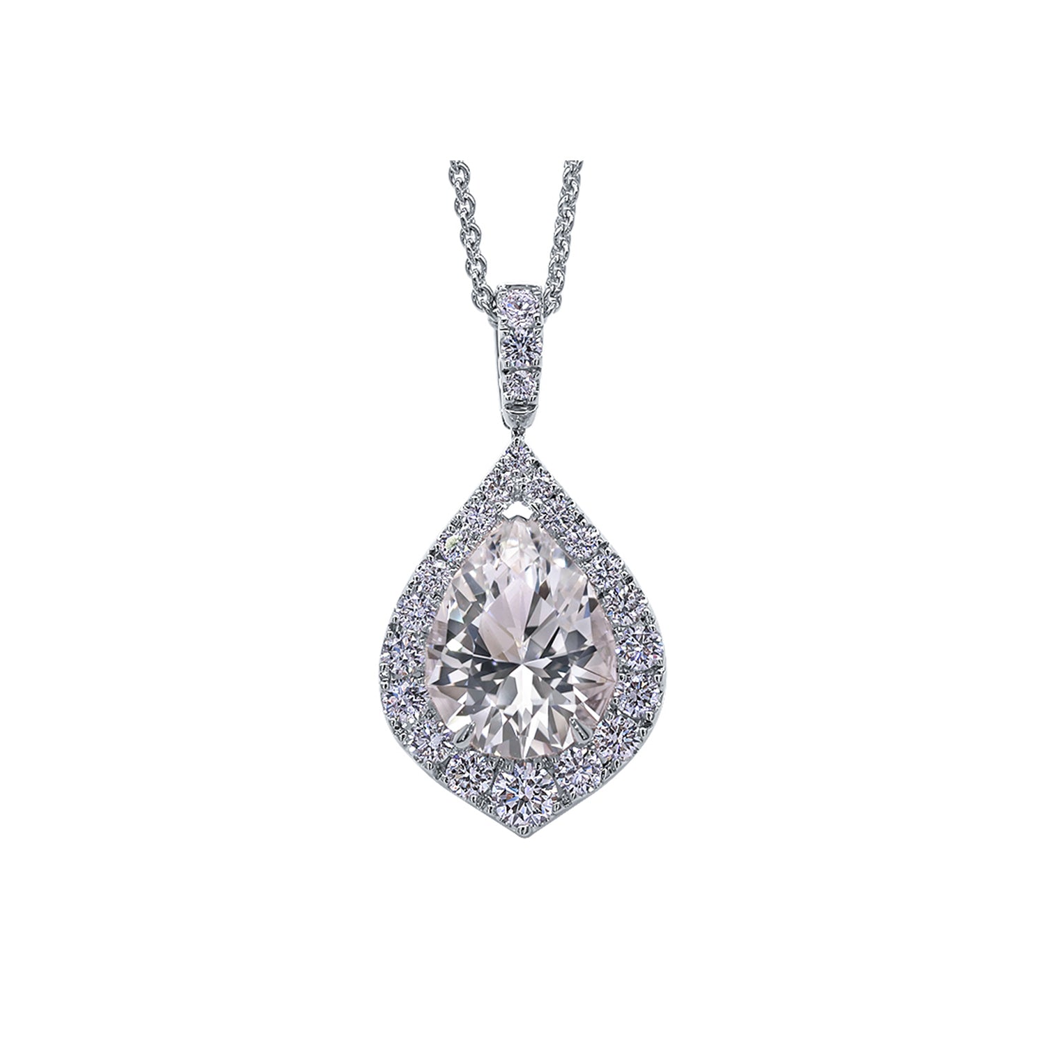 Κολιέ Diamonds από λευκό χρυσό 18K με λευκό τοπάζι και διαμάντια μπριγιάν Εικόνα 1