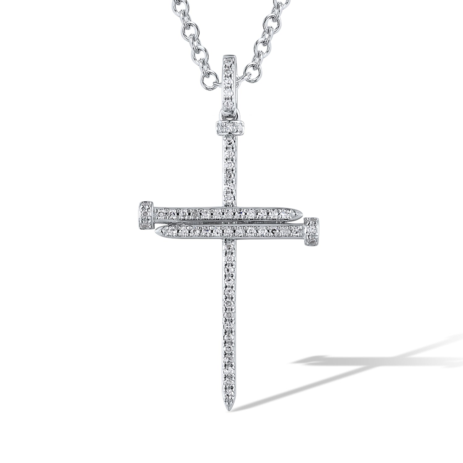 Σταυρός από λευκό χρυσό 18K με διαμάντια μπριγιάν Εικόνα 1