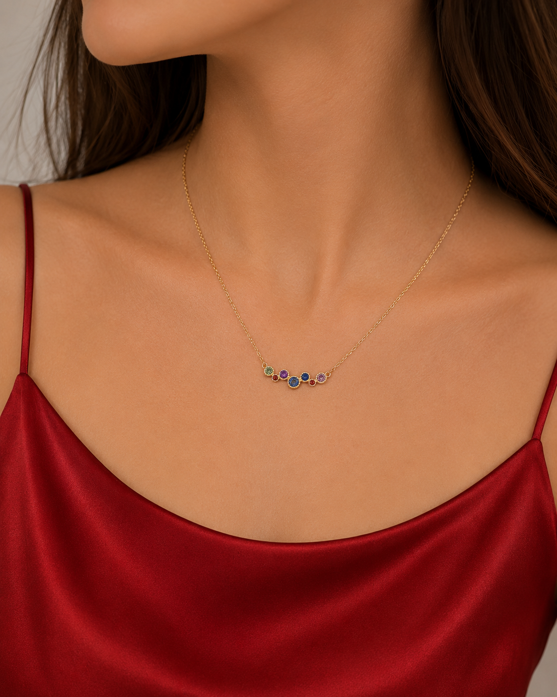 Κολιέ Secret Garden από χρυσό 14K με πολύχρωμες πολύτιμες πέτρες