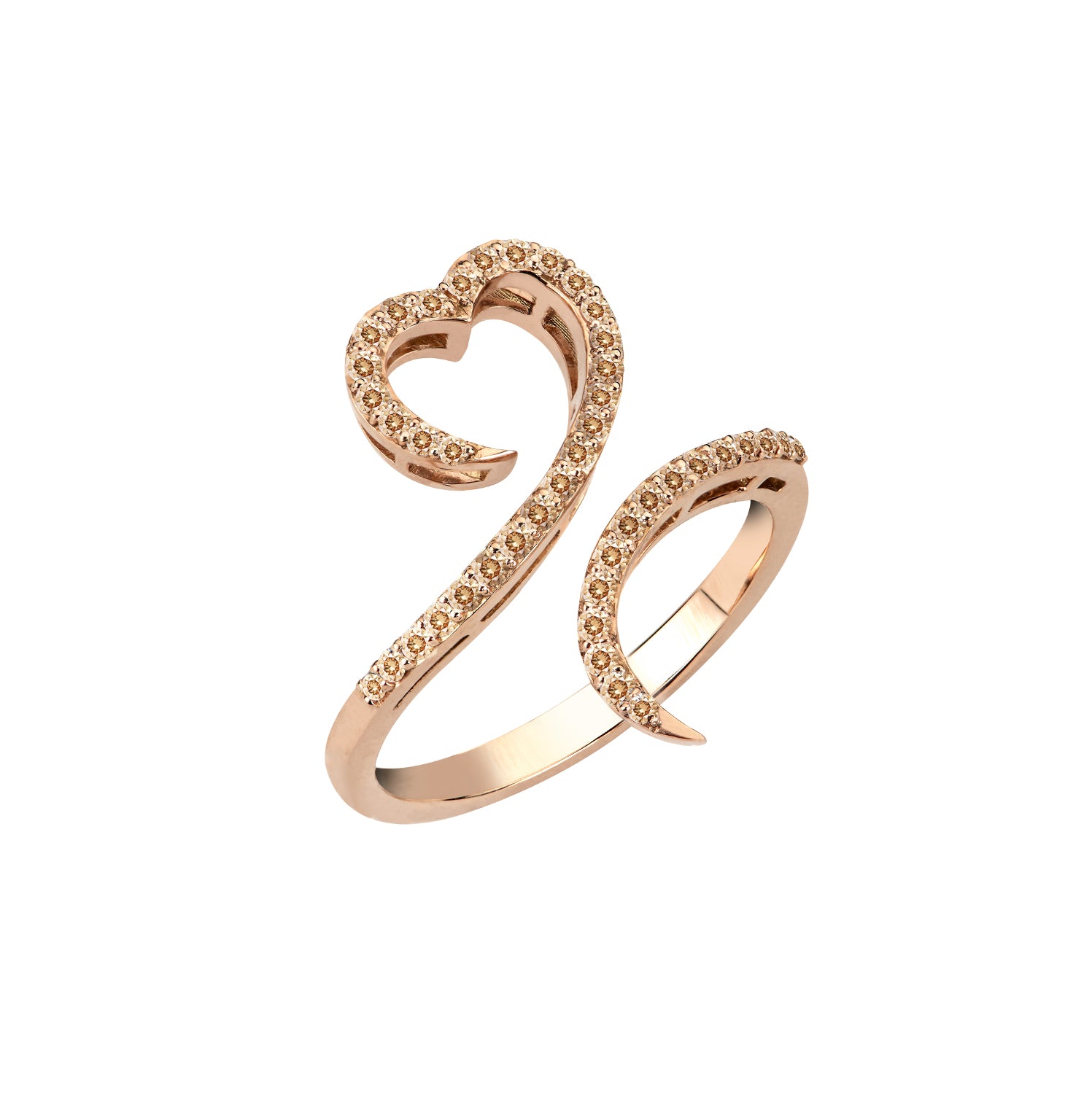 Δαχτυλίδι LiLaLove από ροζ χρυσό 18K και καφέ διαμάντια μπριγιάν