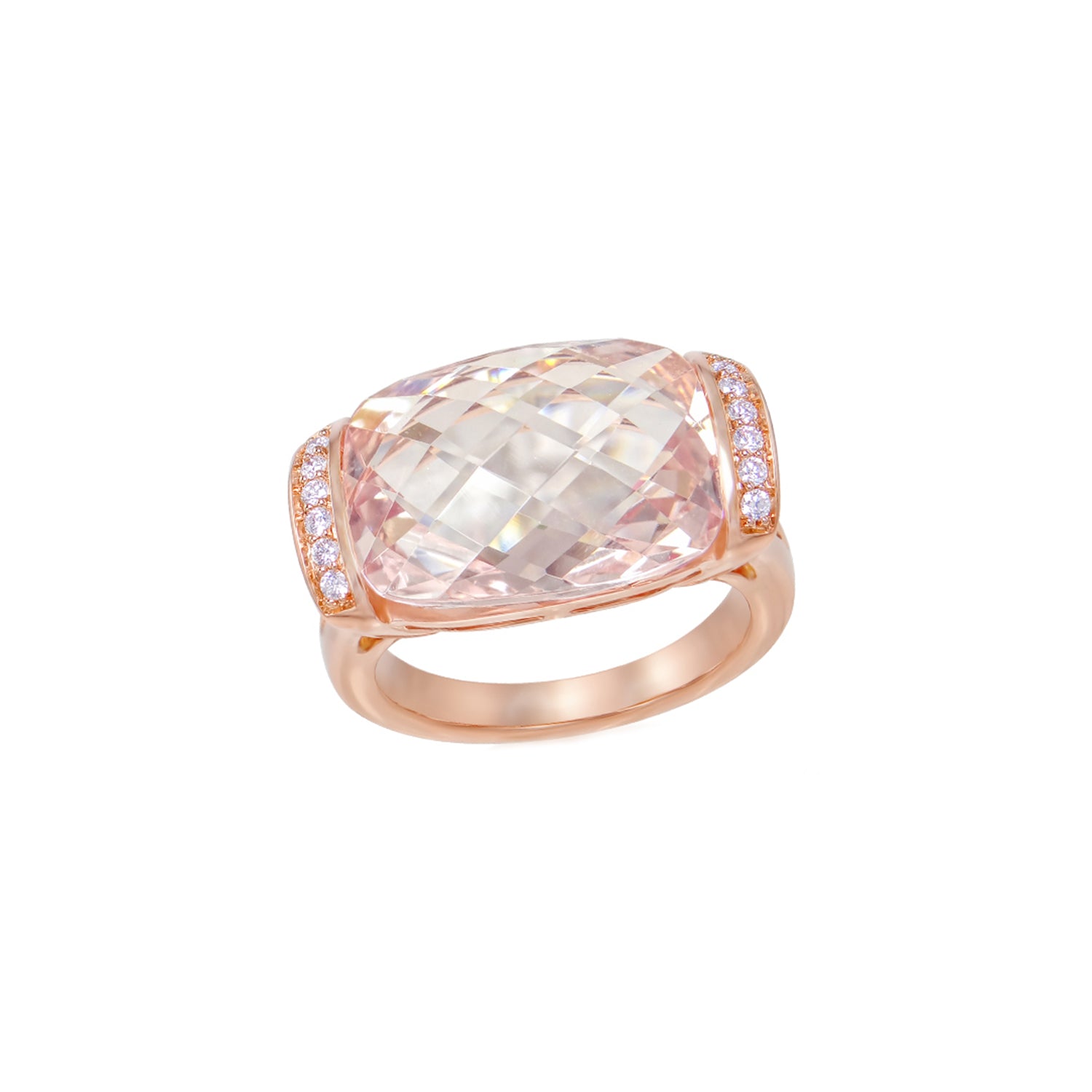 Δαχτυλίδι Gems από ροζ χρυσό 18K με μοργκανίτη και διαμάντια