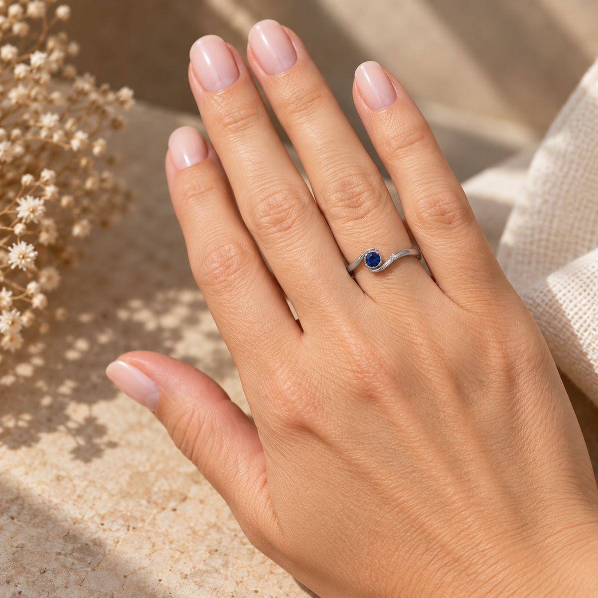 Δαχτυλίδι Gems από λευκό χρυσό 18K με ζαφείρι
