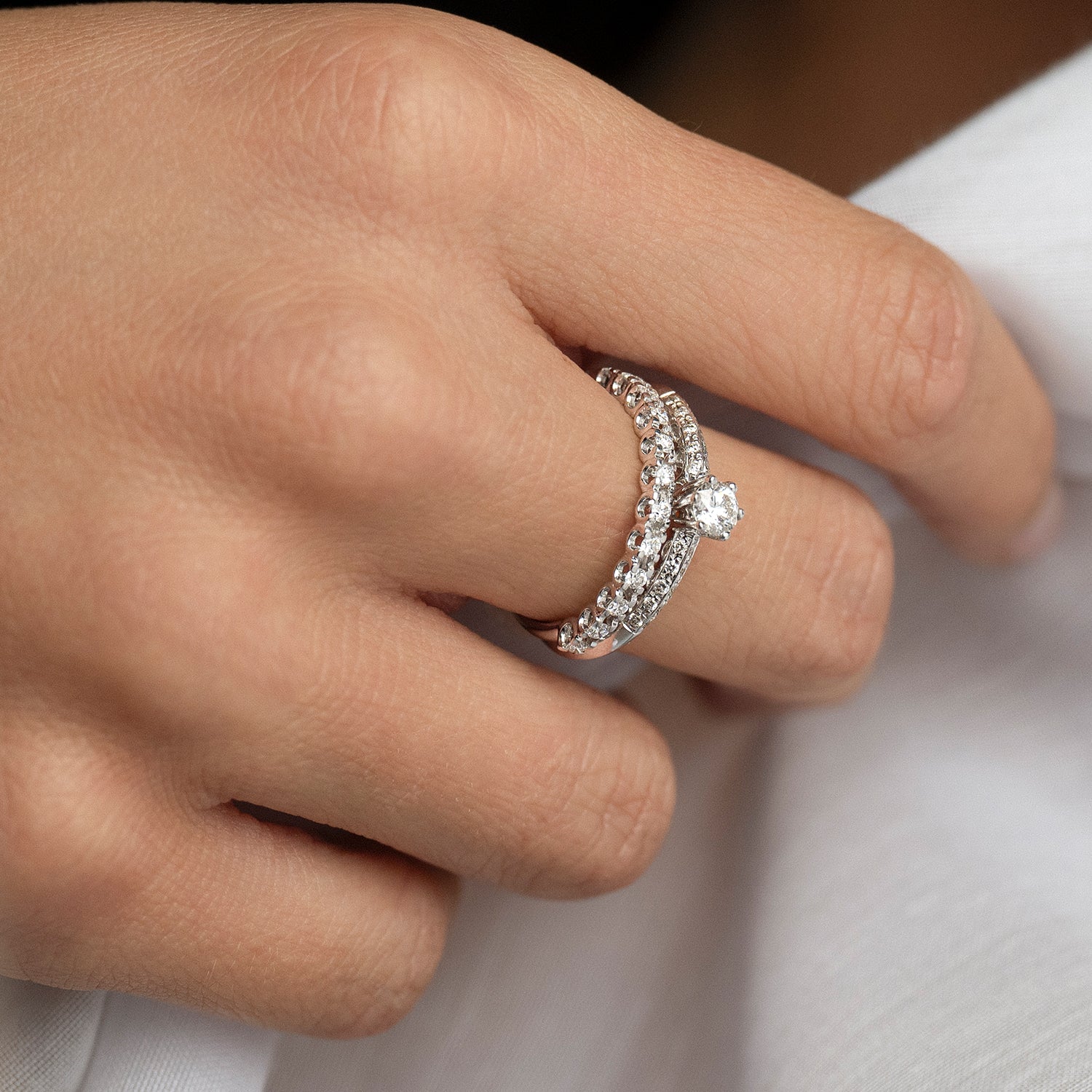 Δαχτυλίδι Diamonds από λευκό χρυσό 18K και διαμάντια μπριγιάν