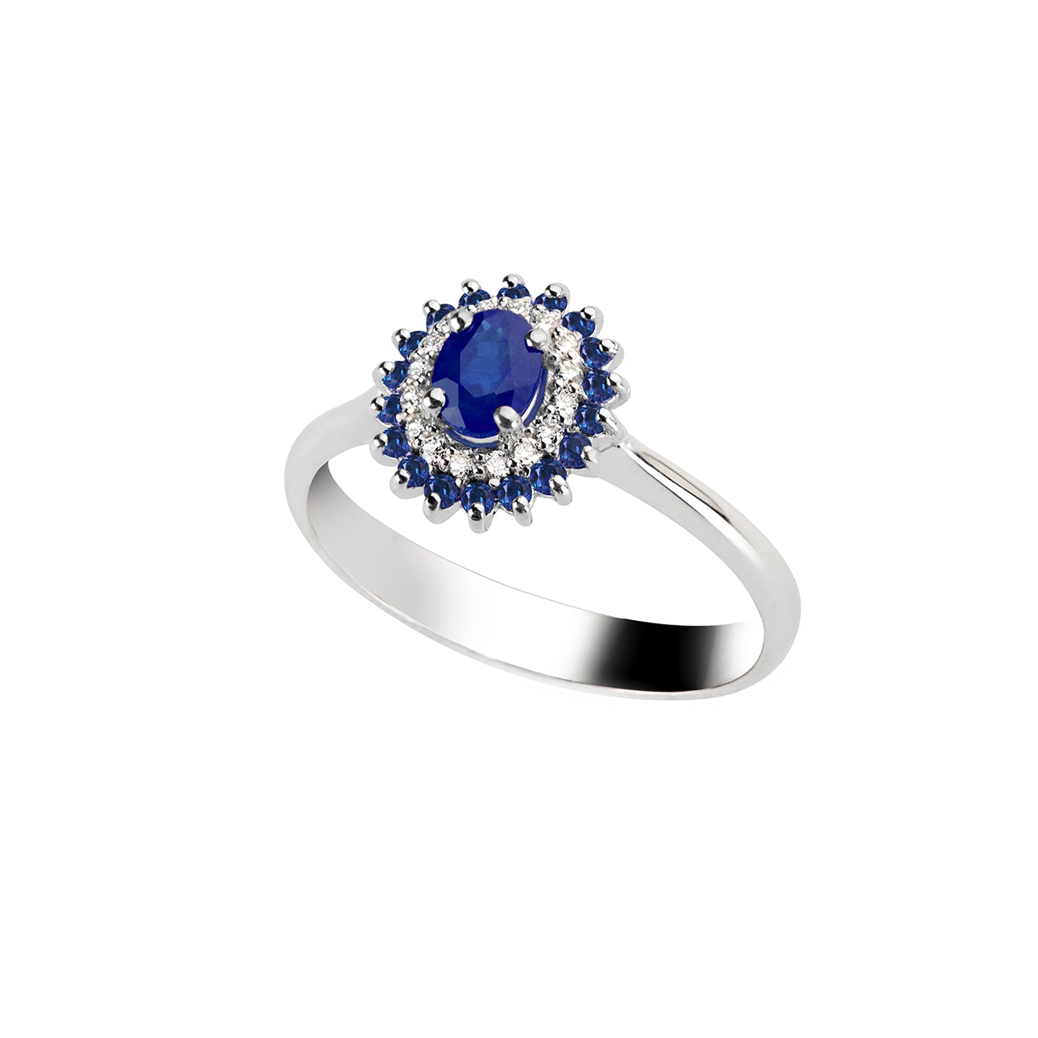 Δαχτυλίδι Gems από λευκό χρυσό 18K με ζαφείρια και διαμάντια μπριγιάν