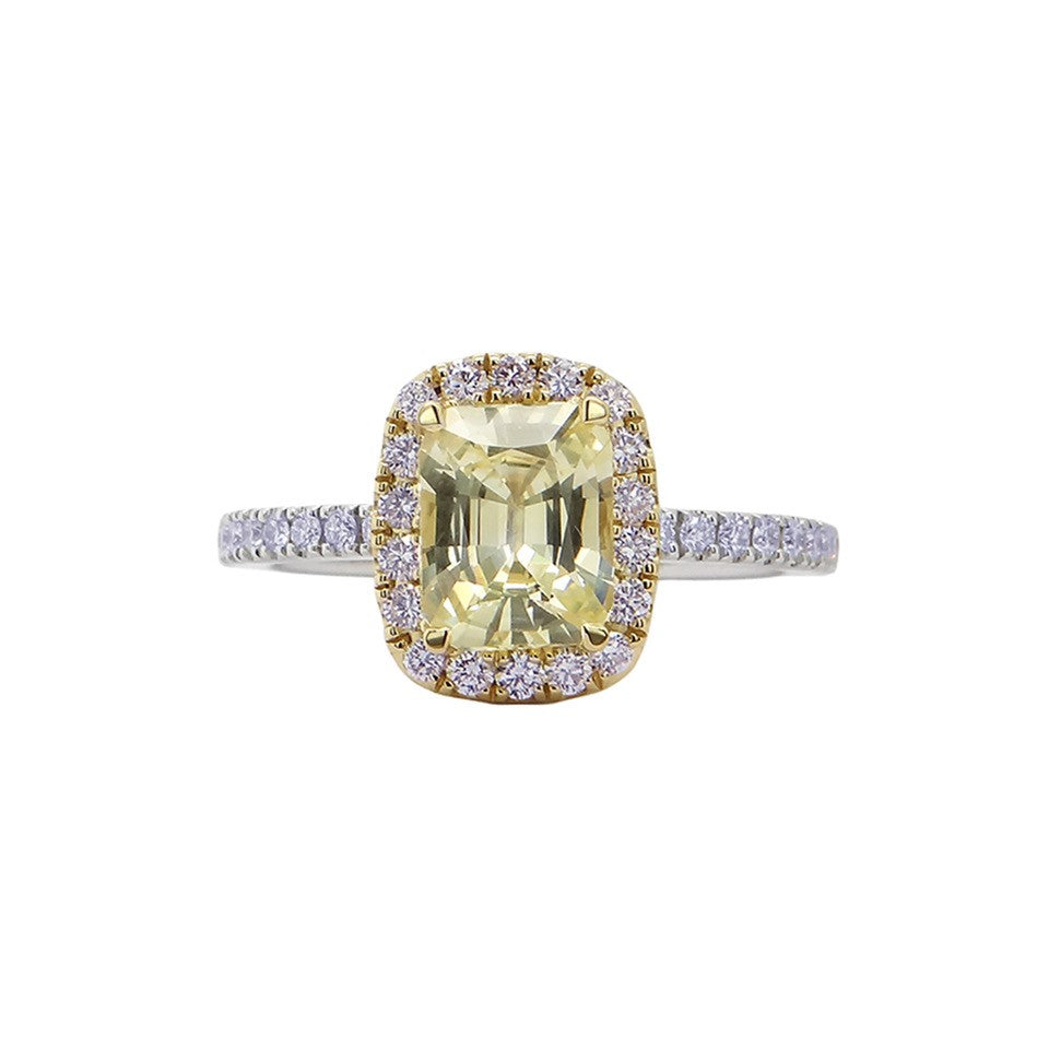 Δαχτυλίδι Gems από λευκό χρυσό 18K με κίτρινο ζαφείρι και διαμάντια