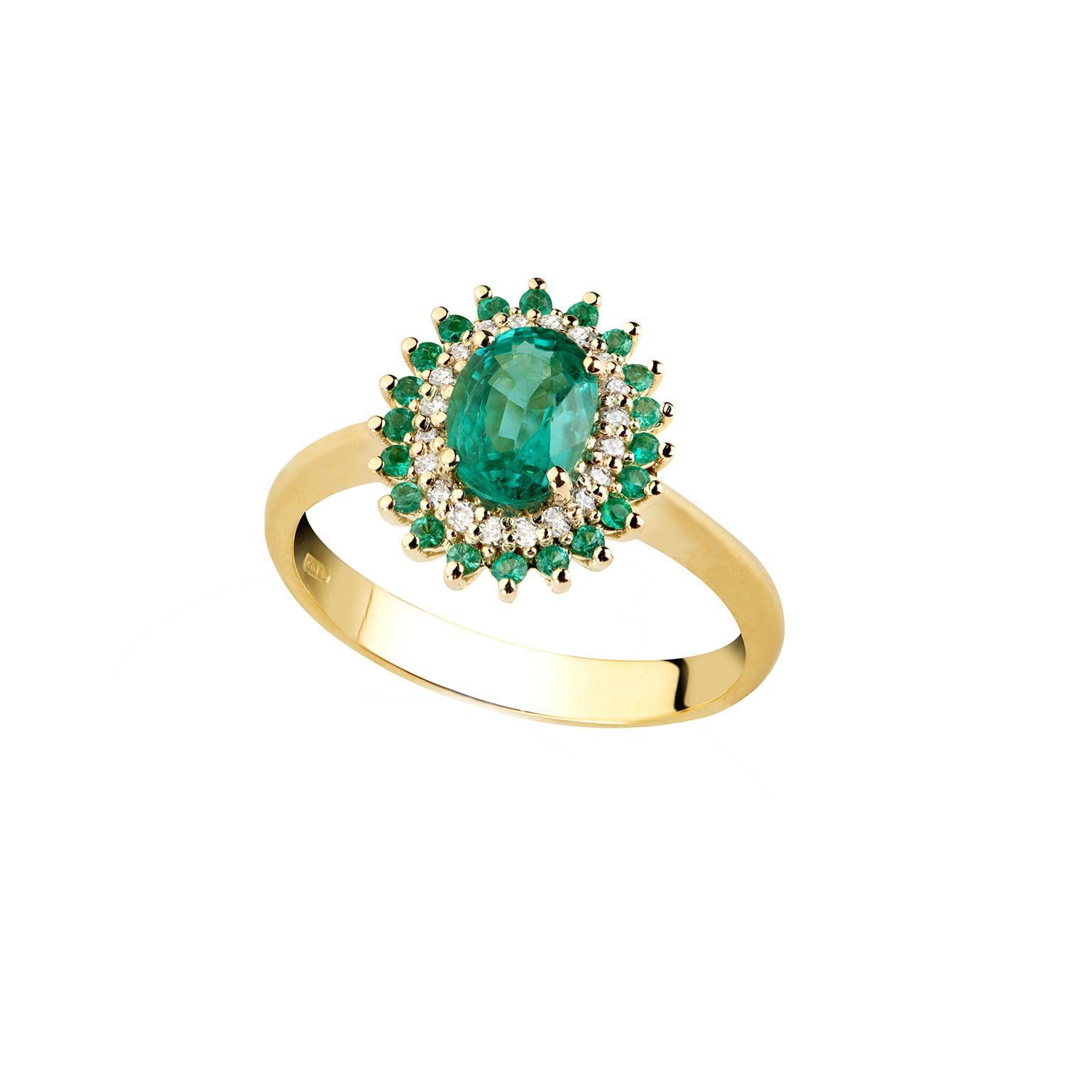Δαχτυλίδι Gems από χρυσό 18K με σμαράγδια και διαμάντια μπριγιάν