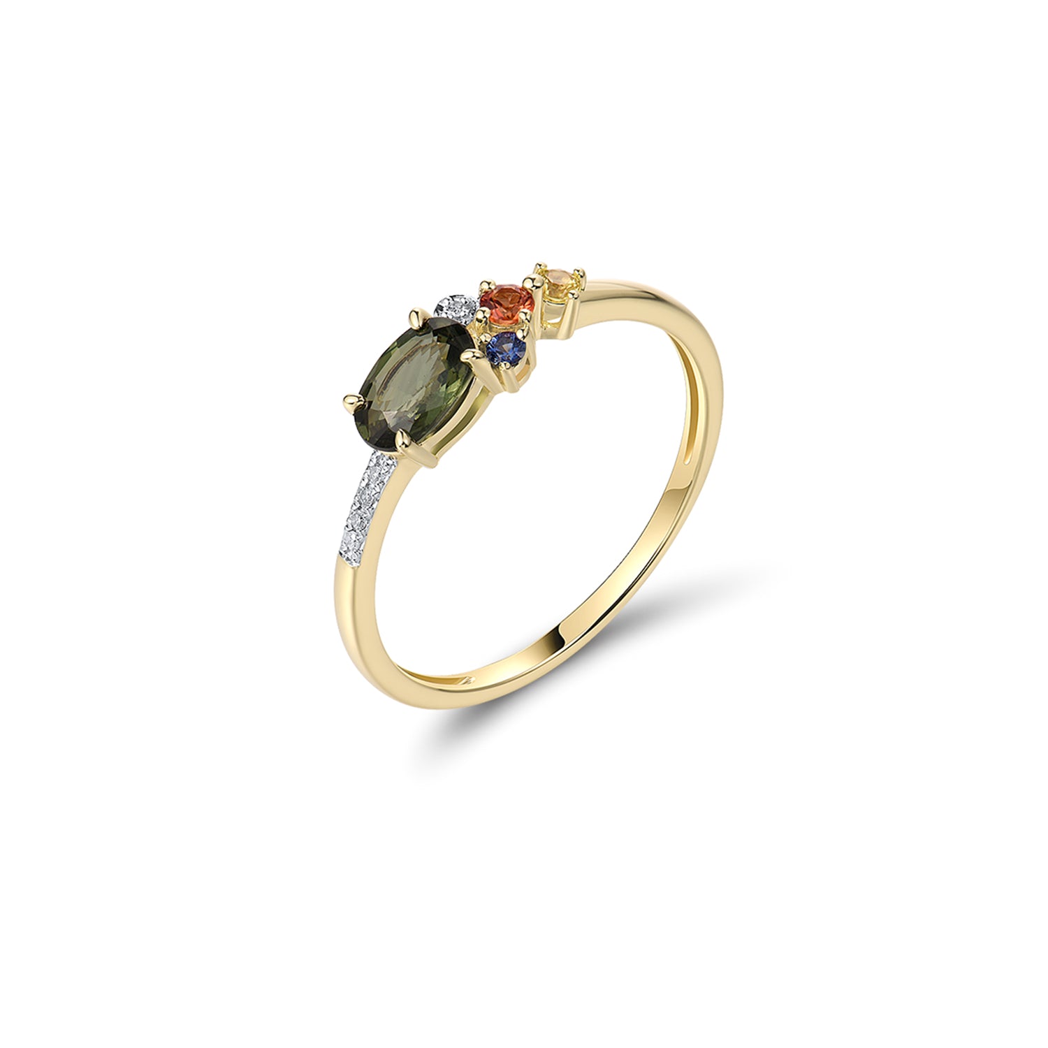 Δαχτυλίδι Secret Garden από χρυσό 14K με πολύχρωμα ζαφείρια και διαμάντια