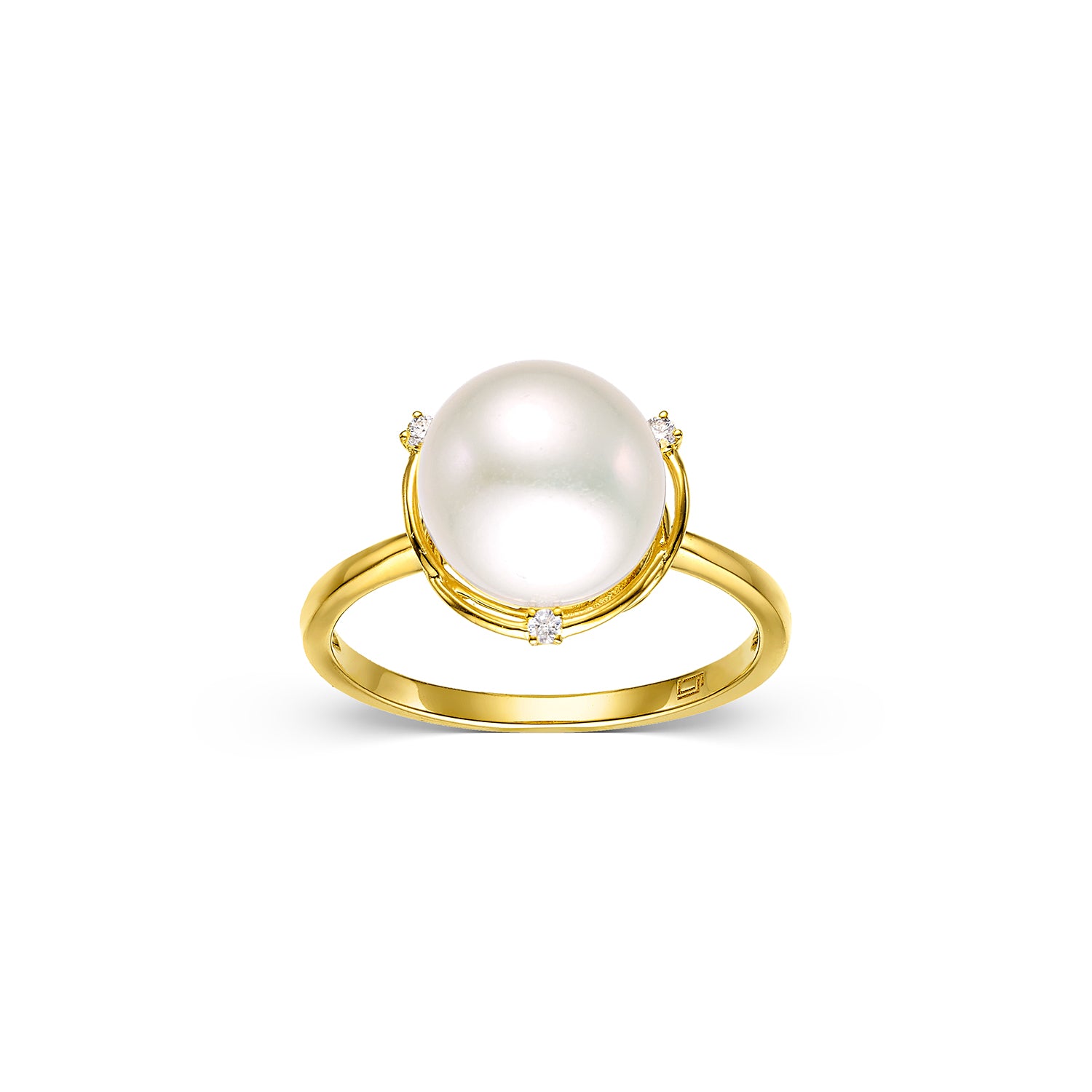 Δαχτυλίδι Pearls από χρυσό 14K με freshwater pearl και διαμάντια μπριγιάν