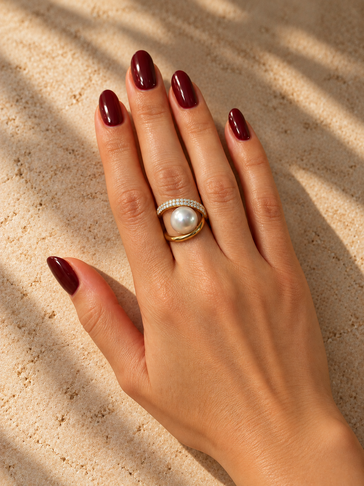 Δαχτυλίδι Pearls από λευκό χρυσό 18K με Ming freshwater pearl και διαμάντια μπριγιάν