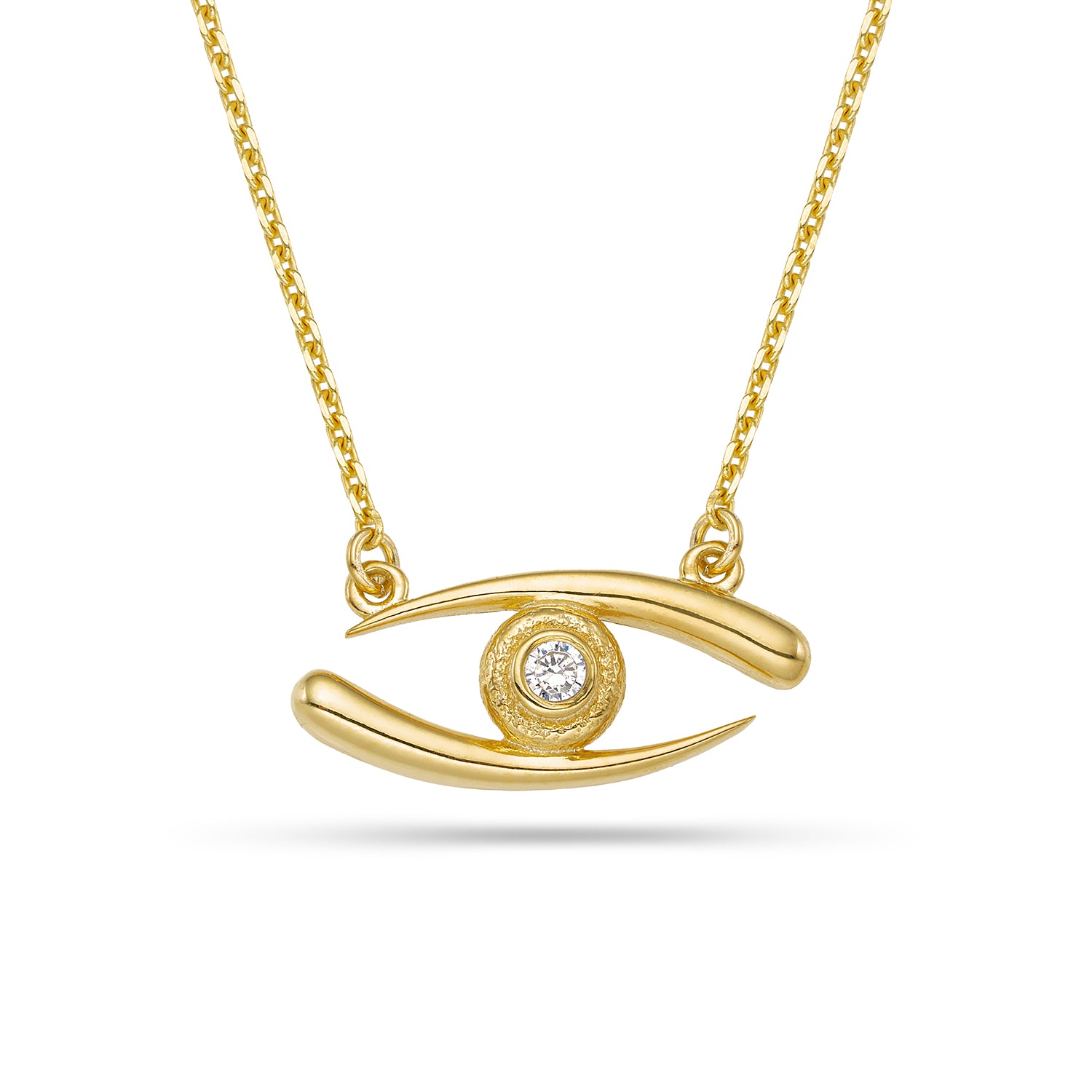 Κολιέ γούρι μάτι από επιχρυσωμένο ασήμι 925° με ζιργκόν