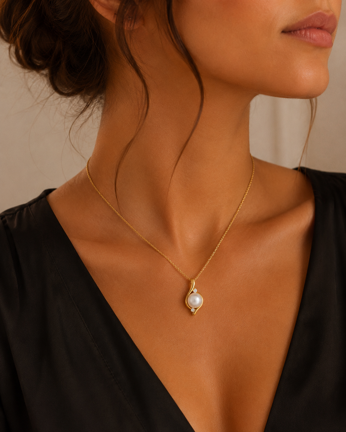 Κολιέ Pearls από επιχρυσωμένο ασήμι 925° με freshwater pearl και ζιργκόν