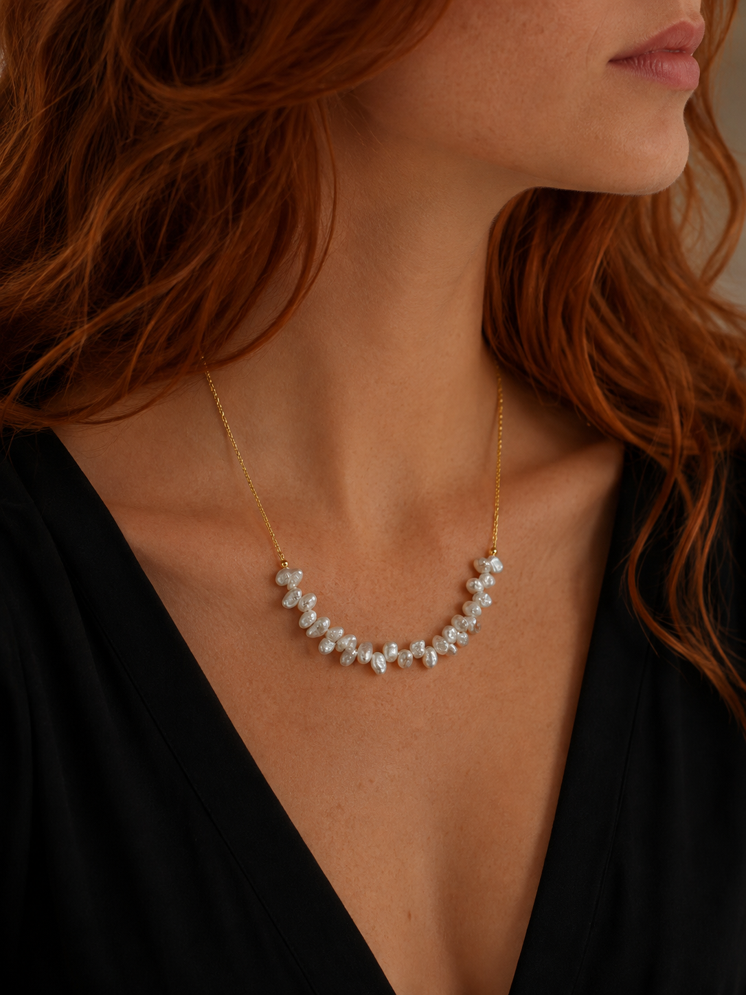 Κολιέ Pearls από επιχρυσωμένο ασήμι 925° με μαργαριτάρια μπαρόκ