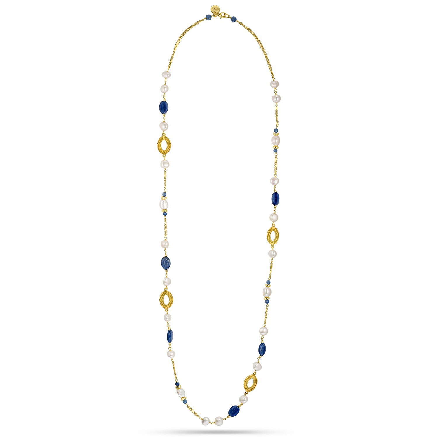 Κολιέ Amalfi από επιχρυσωμένο ασήμι 925° με κυανίτη, αιματίτη και freshwater pearls