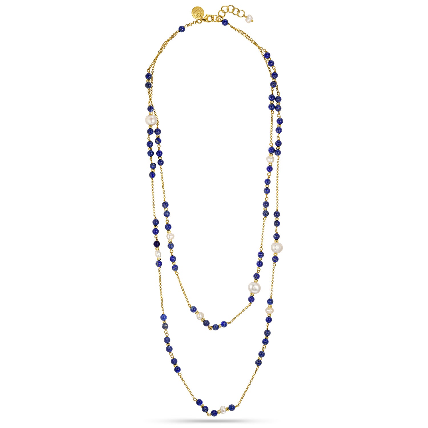 Κολιέ Amalfi από επιχρυσωμένο ασήμι 925° με λάπις λάζουλι και freshwater pearls