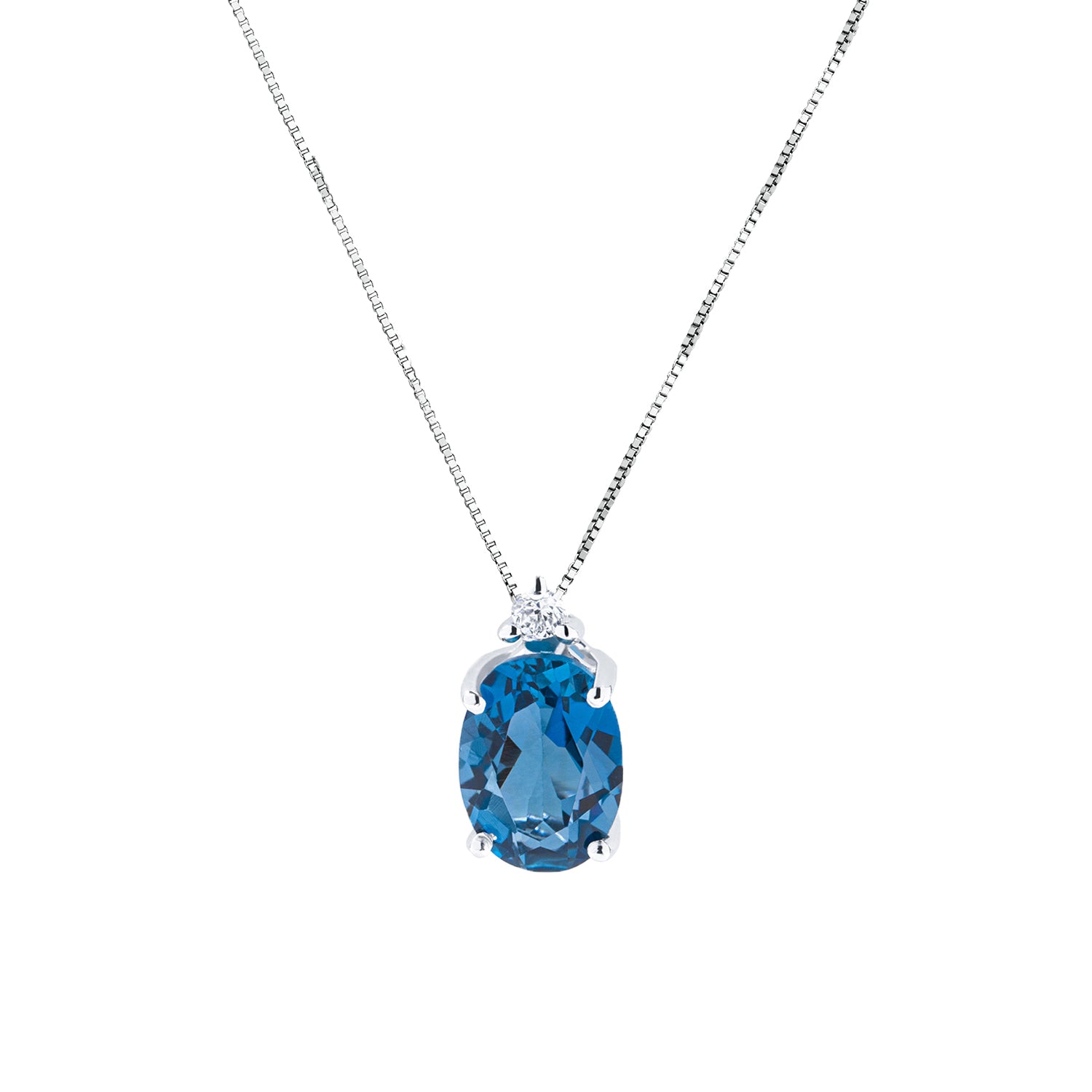 Κολιέ Gems από λευκό χρυσό 18K με London blue topaz και διαμάντι μπριγιάν