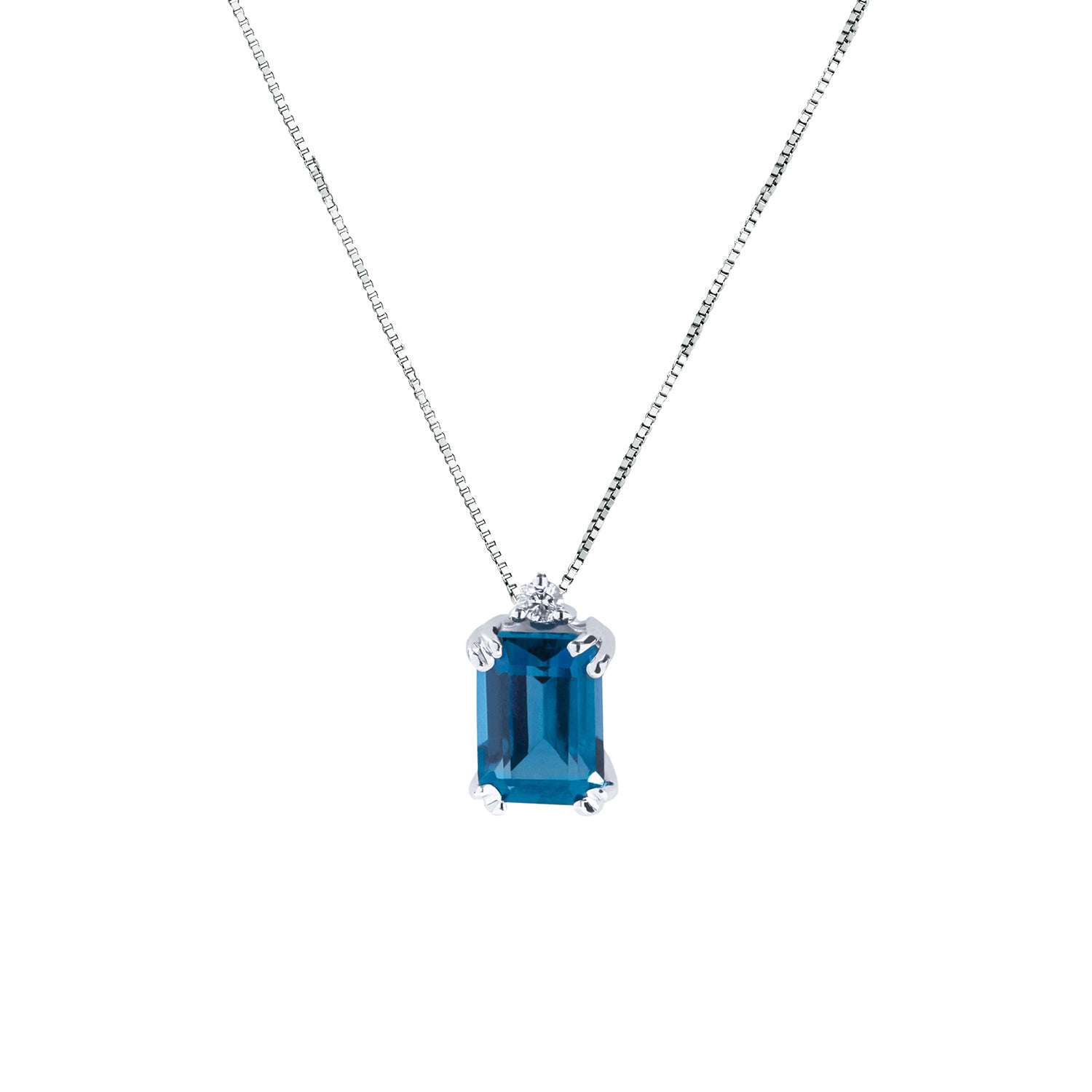 Κολιέ Gems από λευκό χρυσό 18K με London blue topaz και διαμάντι μπριγιάν