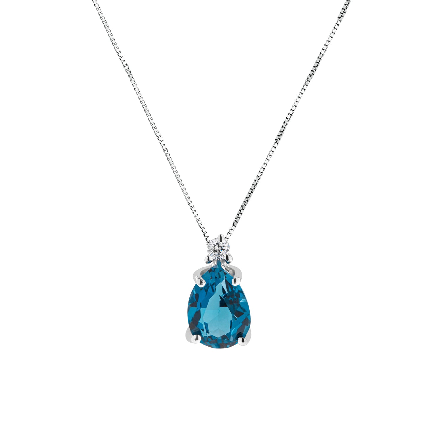 Κολιέ Gems από λευκό χρυσό 18K με London blue topaz και διαμάντι μπριγιάν