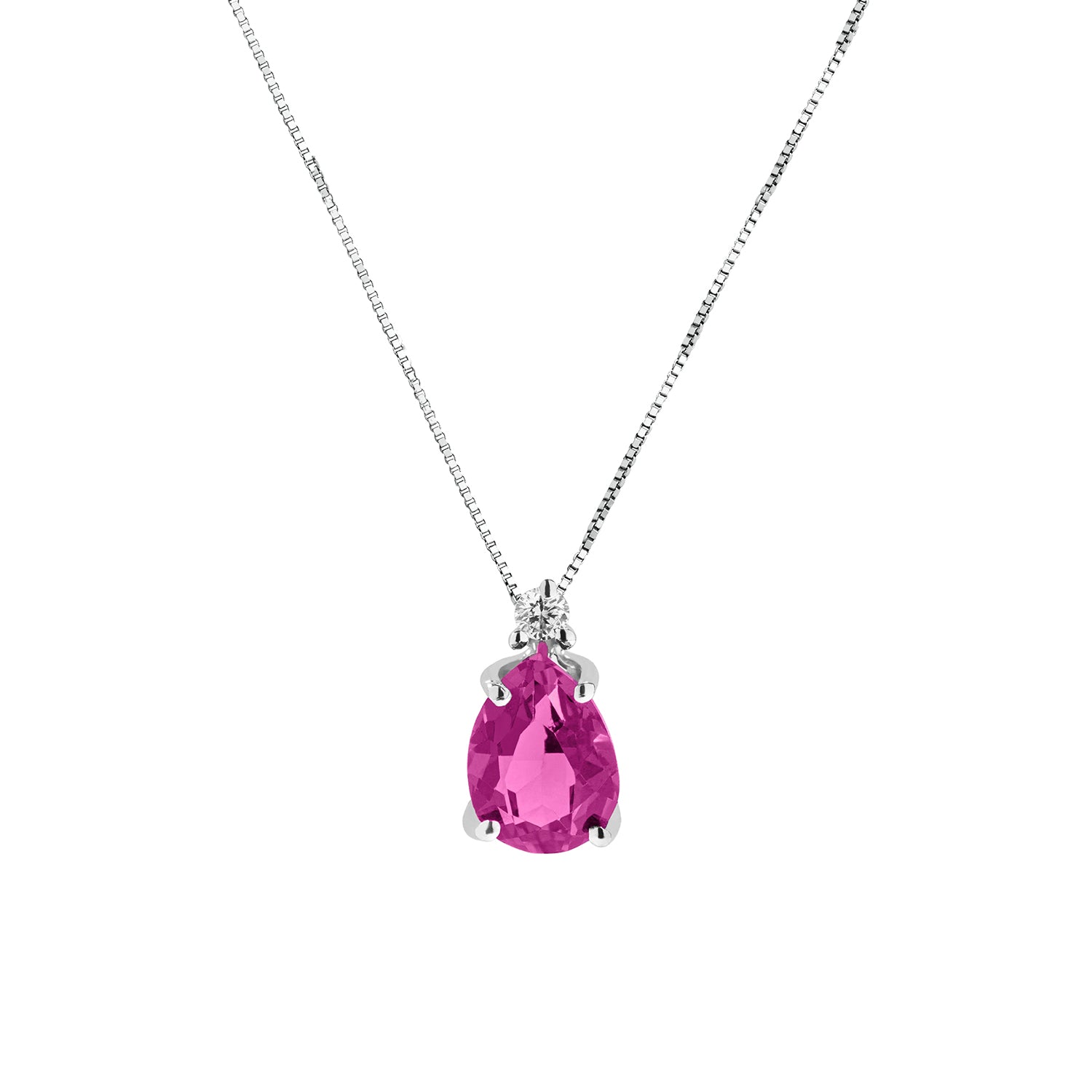 Κολιέ Gems από λευκό χρυσό 18K με ροζ ζαφείρι και διαμάντια μπριγιάν