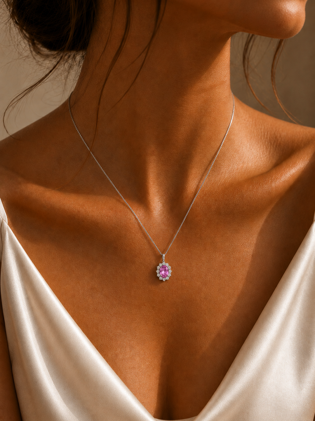 Κολιέ Gems από λευκό χρυσό 18K με ζαφείρι και διαμάντια μπριγιάν