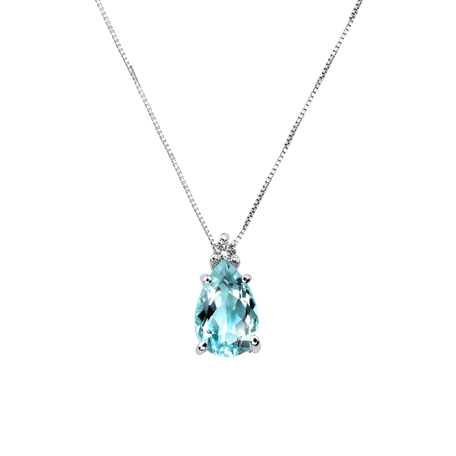 Κολιέ Gems από λευκό χρυσό 18K με ακουαμαρίνα και διαμάντια μπριγιάν