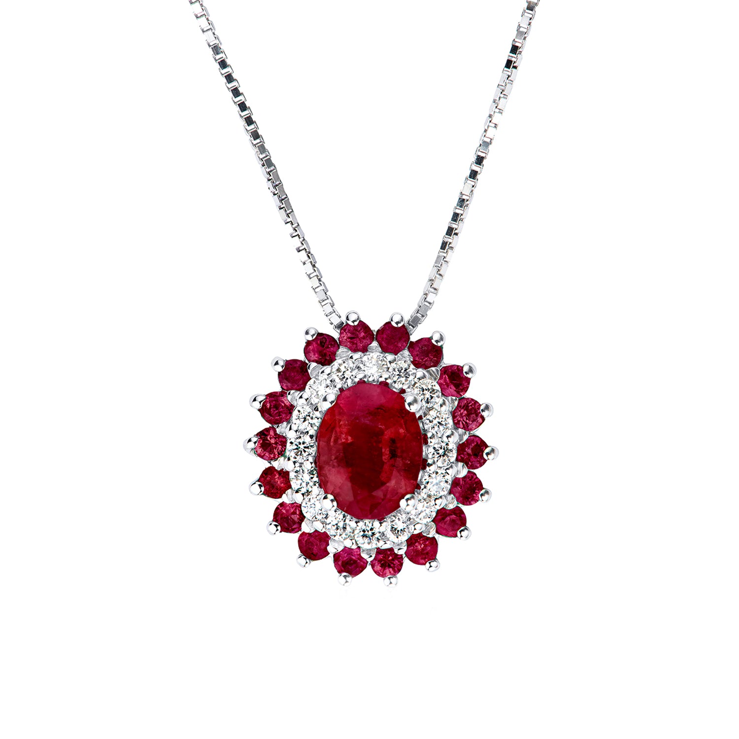 Κολιέ Gems από λευκό χρυσό 18K με ρουμπίνια και διαμάντια μπριγιάν