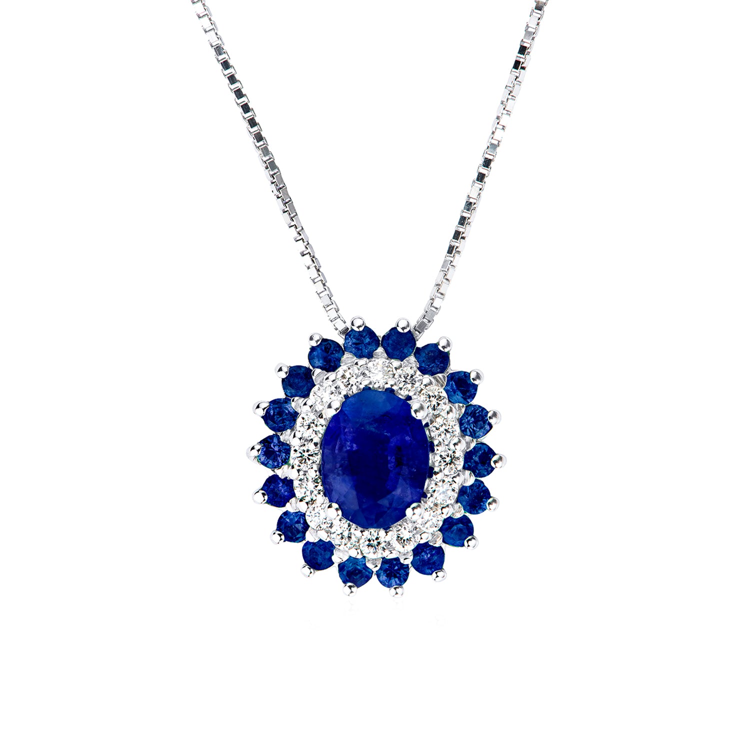 Κολιέ Gems από λευκό χρυσό 18K με ζαφείρια και διαμάντια μπριγιάν