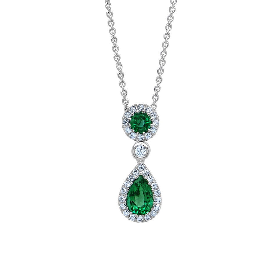 Κολιέ Gems από λευκό χρυσό 18K με σμαράγδια και διαμάντια μπριγιάν