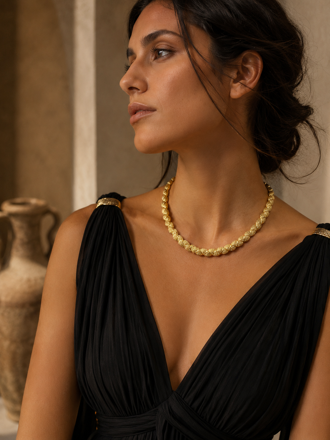 Κολιέ Défilé από ύφασμα lurex και κούμπωμα από επιχρυσωμένο ασήμι 925°