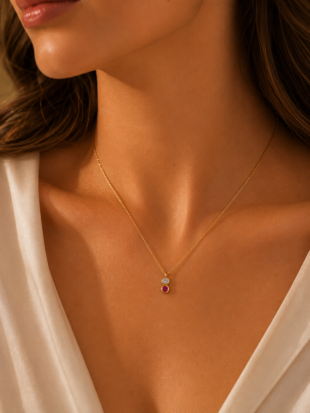 Κολιέ Gems από χρυσό 18K με ρουμπίνι και διαμάντια μπριγιάν