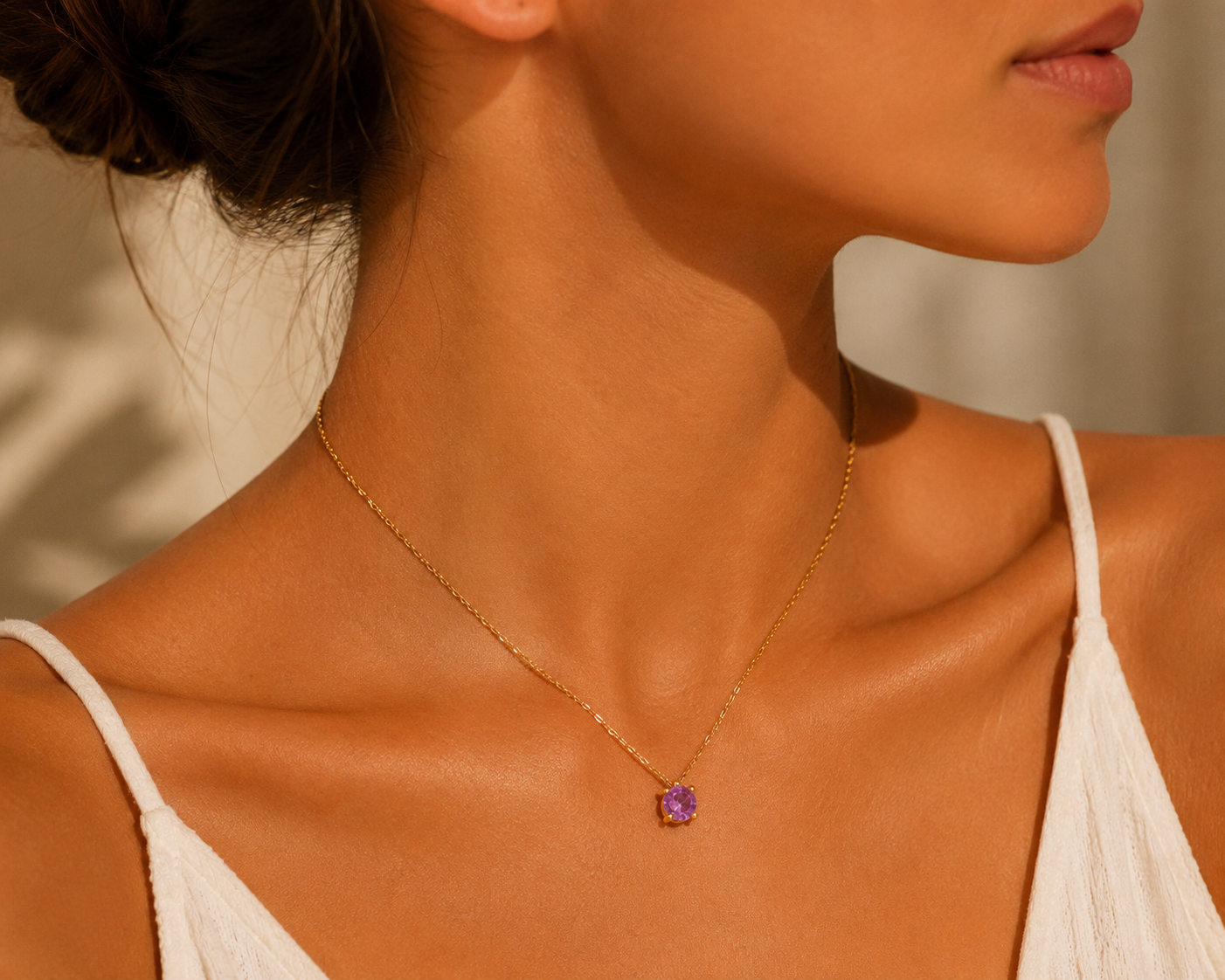 Κολιέ Gems από χρυσό 14K με αμέθυστο