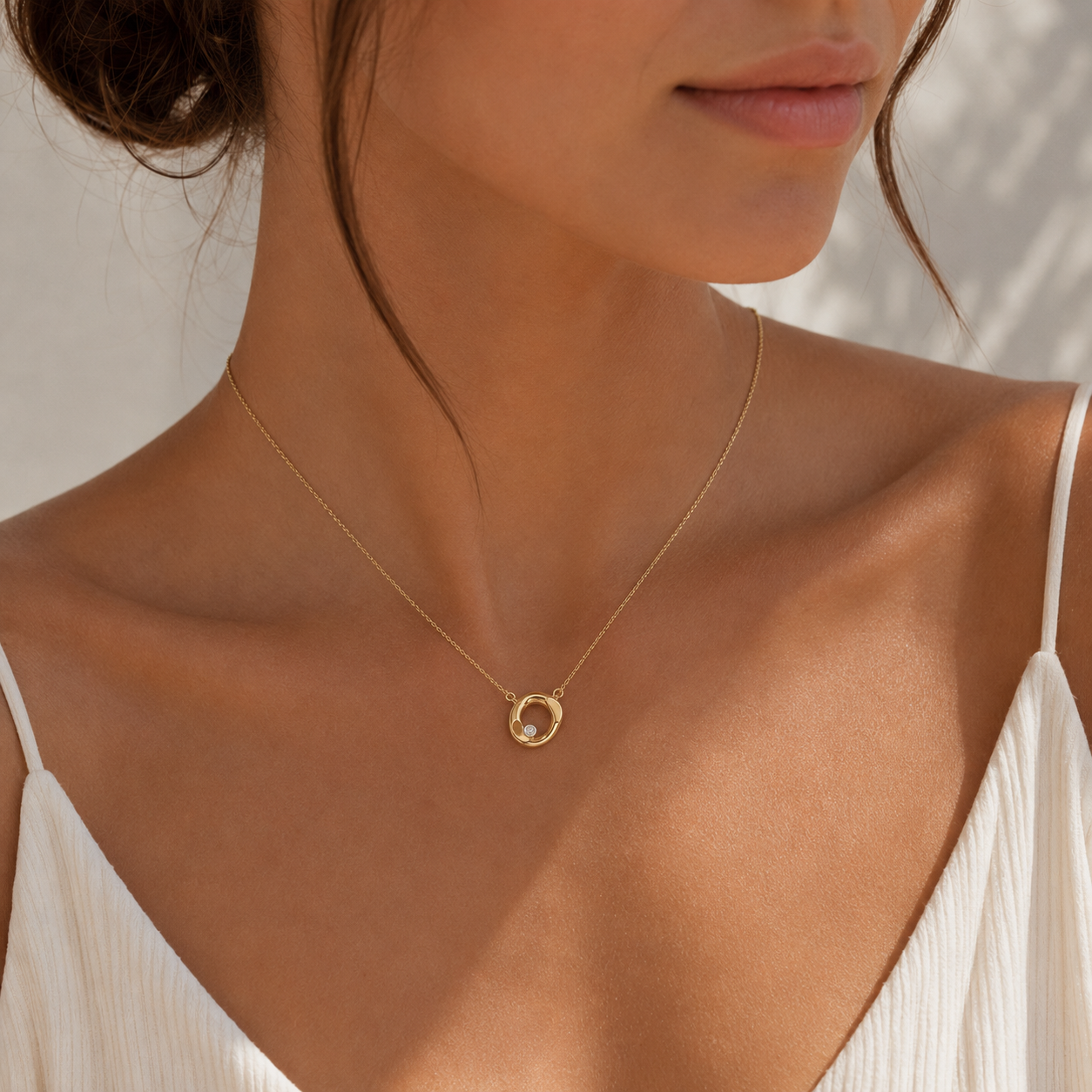 Κολιέ Fancy Diamonds από χρυσό 14K με διαμάντι μπριγιάν