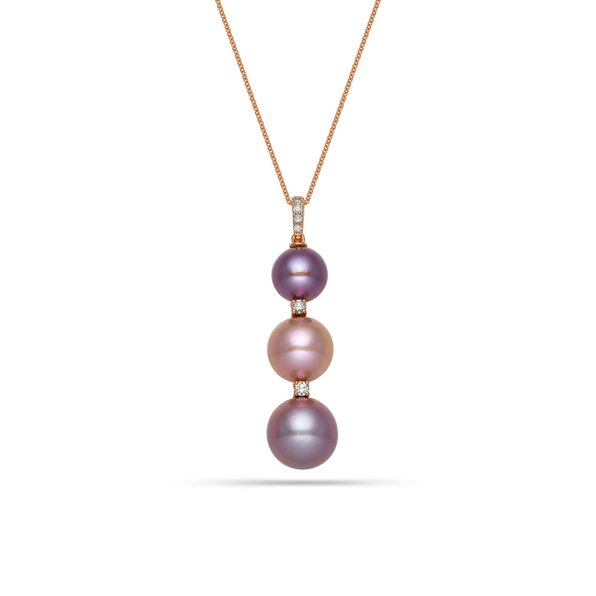 Μενταγιόν  Pearls από ροζ χρυσό 18K με Ming freshwater pearls και διαμάντια μπριγιάν