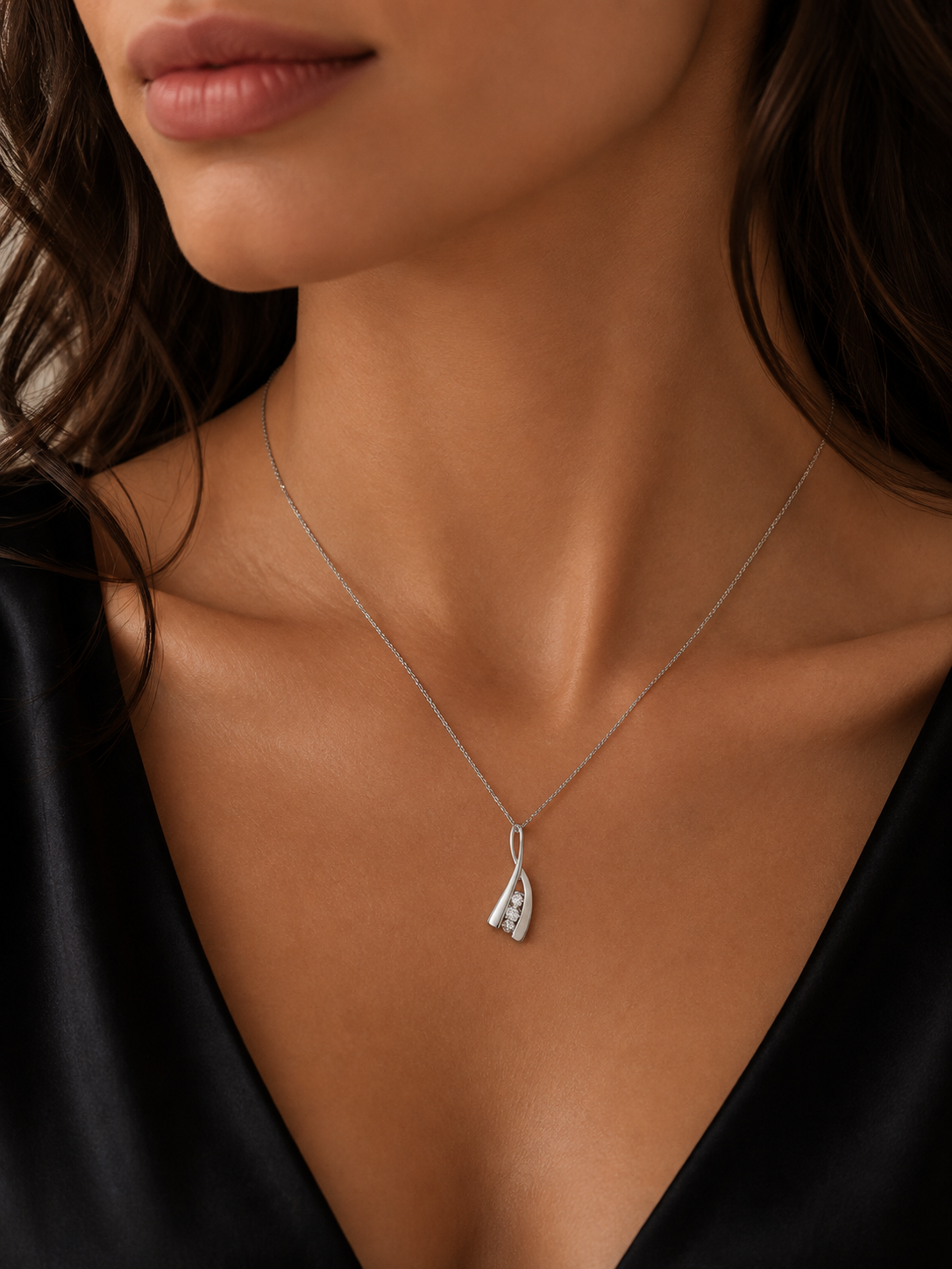 Μενταγιόν Diamonds από λευκό χρυσό 18K με διαμάντια μπριγιάν