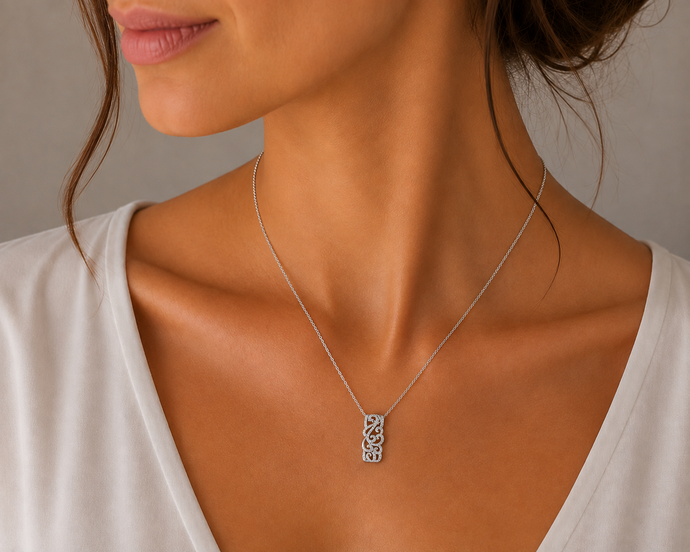 Μενταγιόν Diamonds από λευκό χρυσό 18K με διαμάντια μπριγιάν