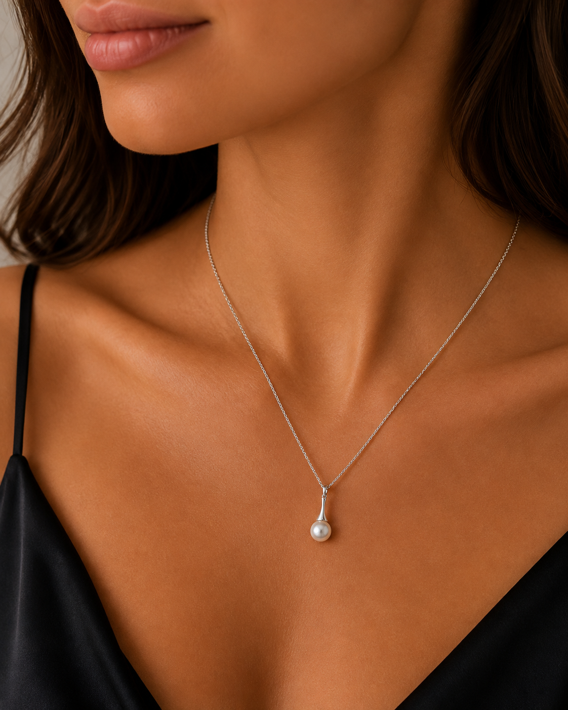 Μενταγιόν Pearls από λευκό χρυσό 18K με freshwater pearl