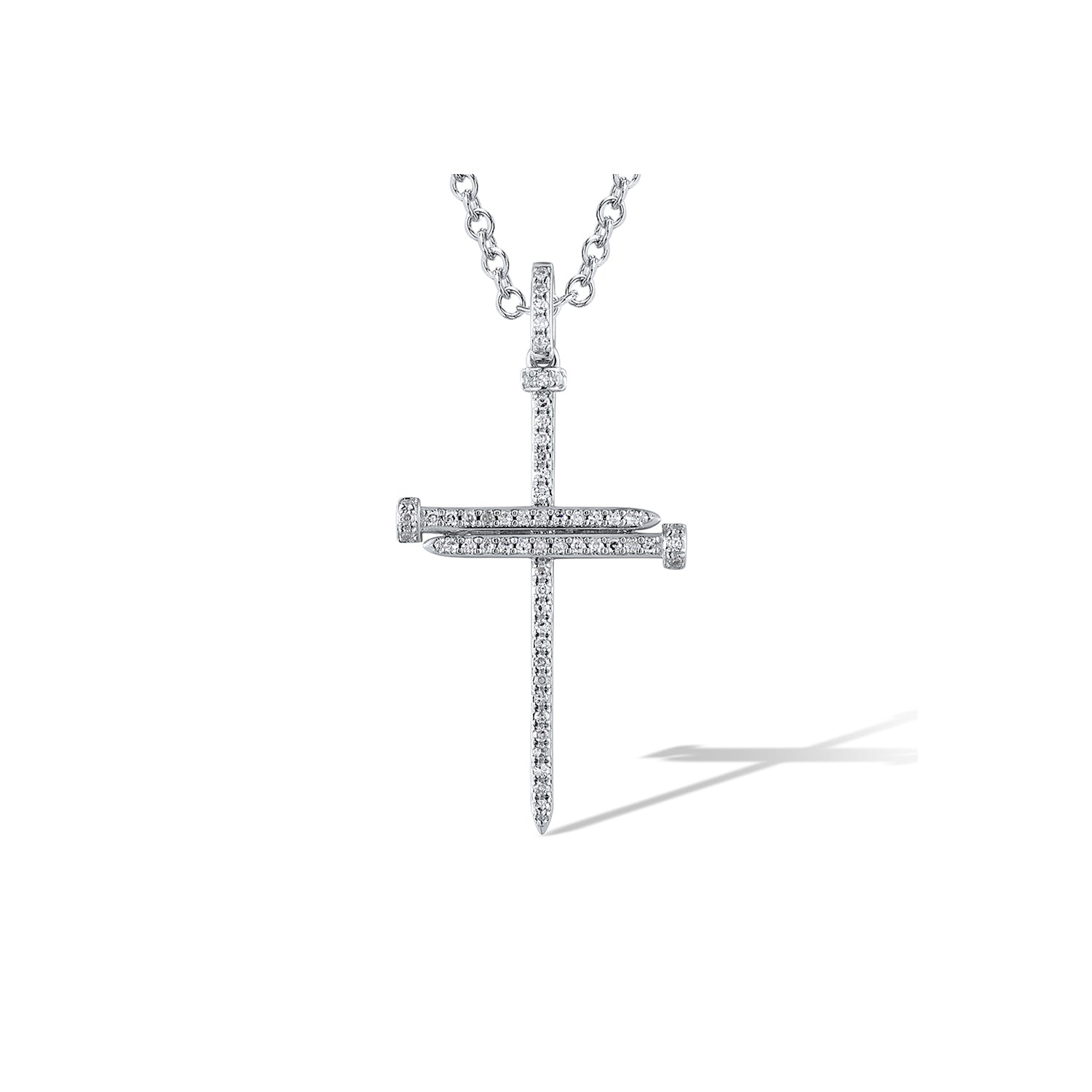 Σταυρός από λευκό χρυσό 18K με διαμάντια μπριγιάν
