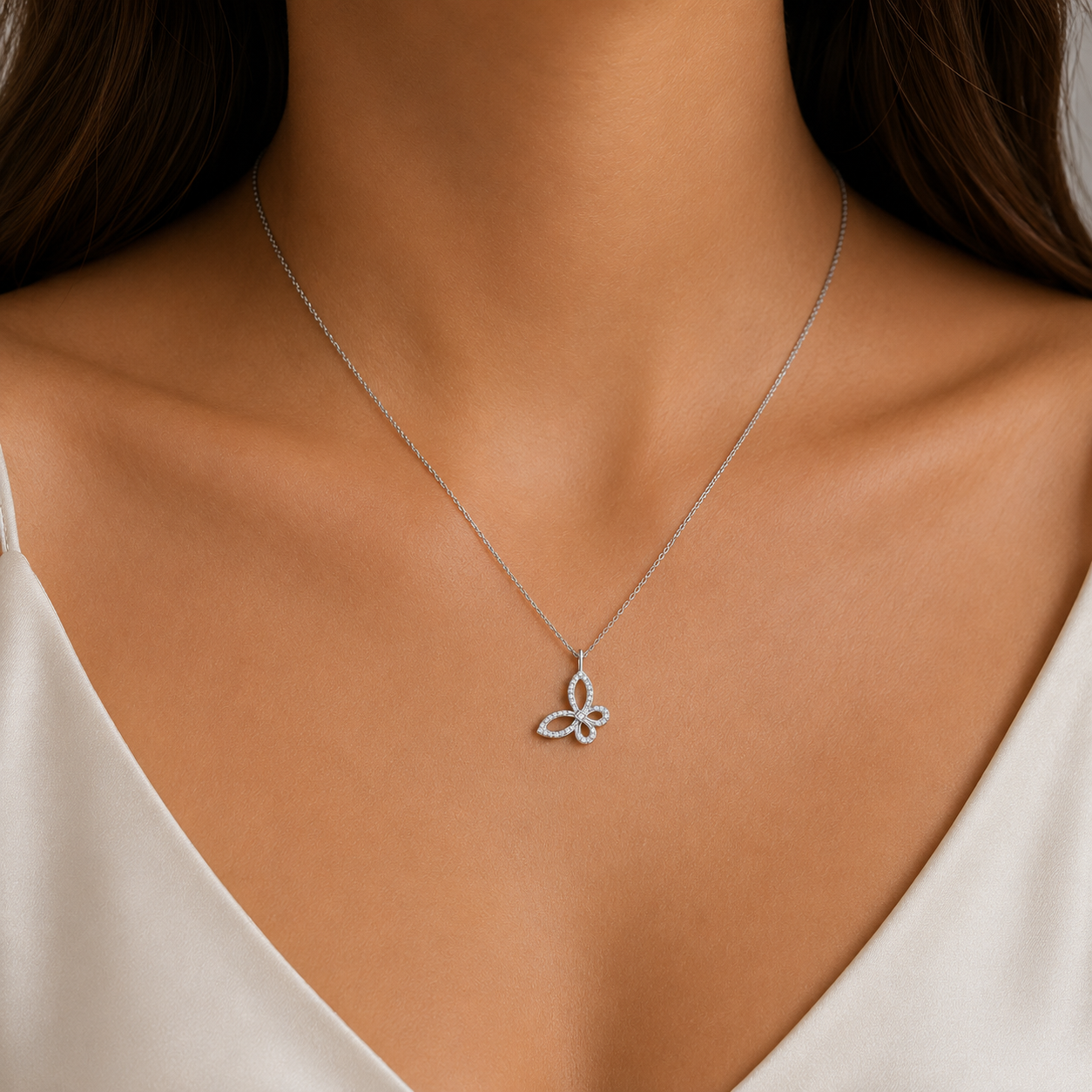 Μενταγιόν Fancy Diamonds από λευκό χρυσό 14K με διαμάντια μπριγιάν