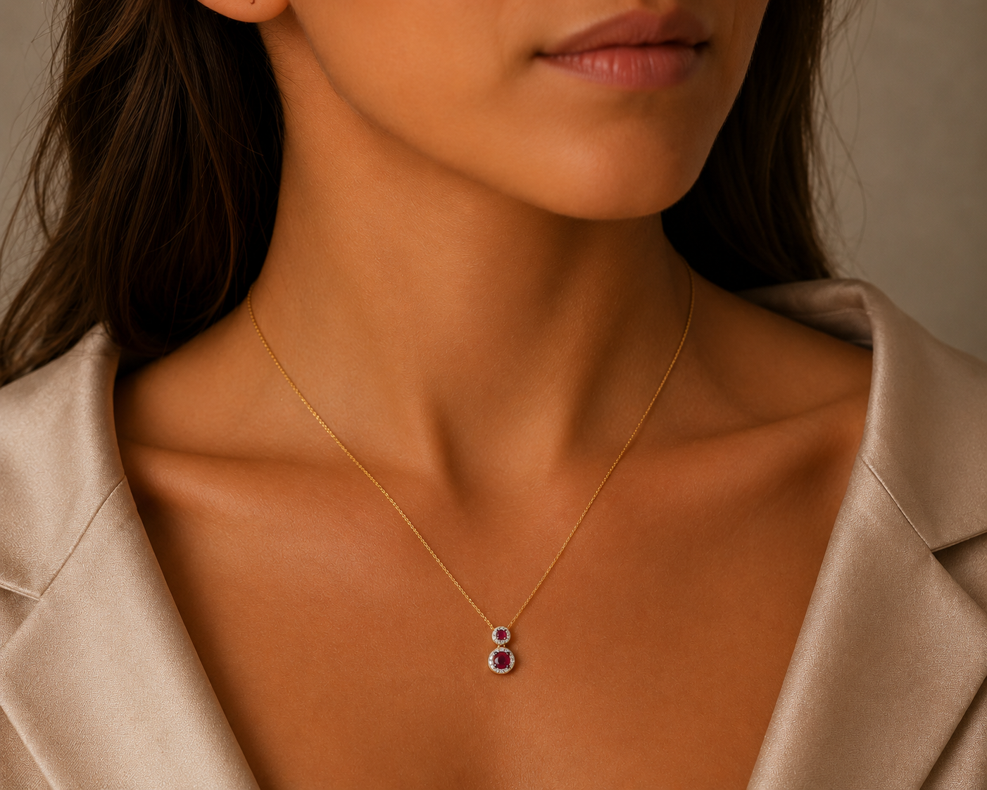 Μενταγιόν Gems από χρυσό 18K με ρουμπίνια και διαμάντια μπριγιάν