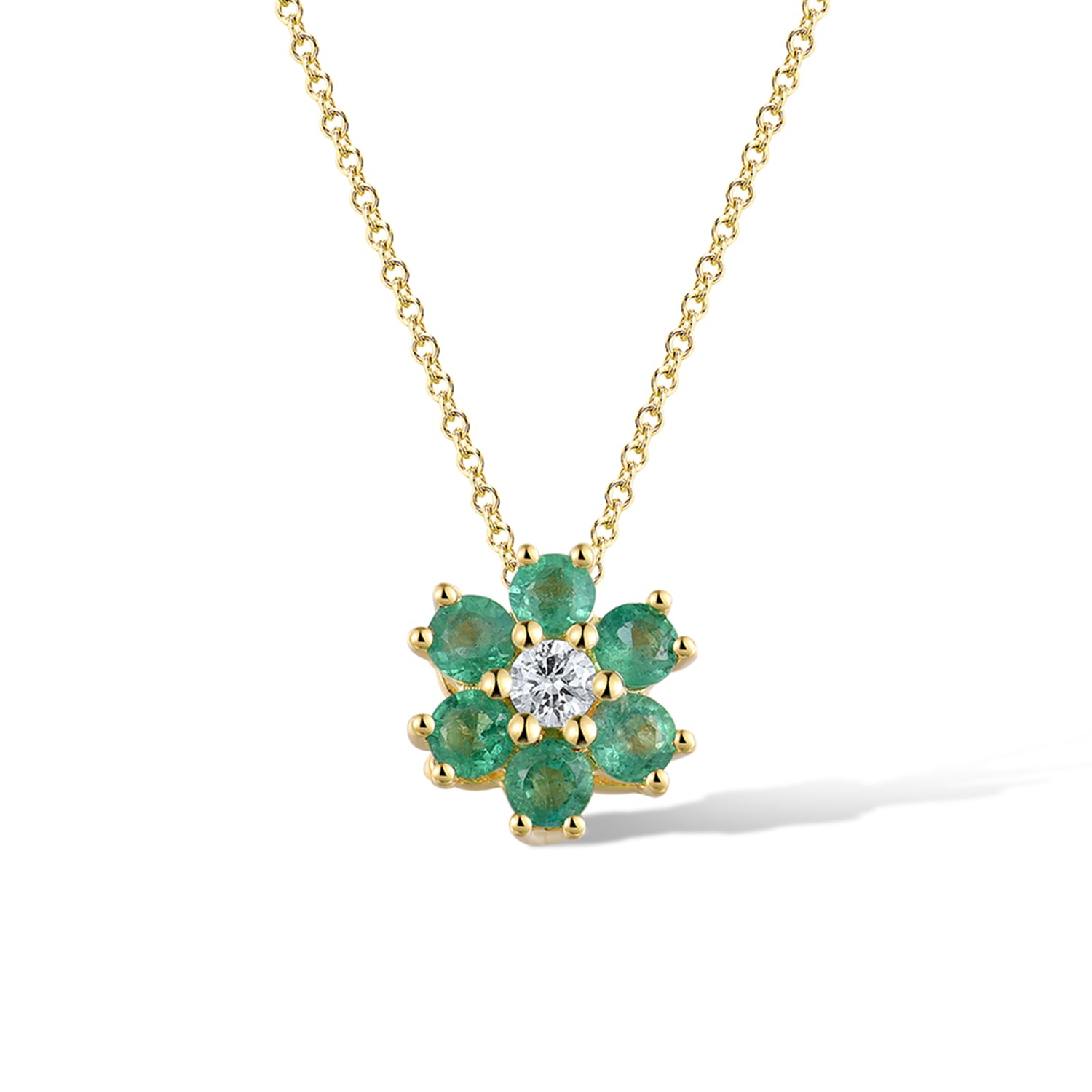 Μενταγιόν Gems από χρυσό 18K με σμαράγδια και διαμάντι μπριγιάν