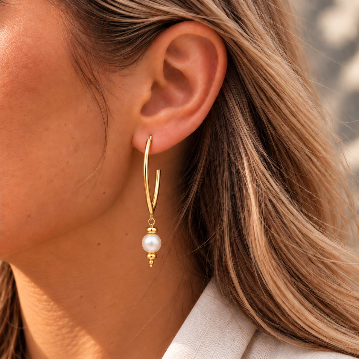 Σκουλαρίκια Amalfi από επιχρυσωμένο ασήμι 925° με freshwater pearls