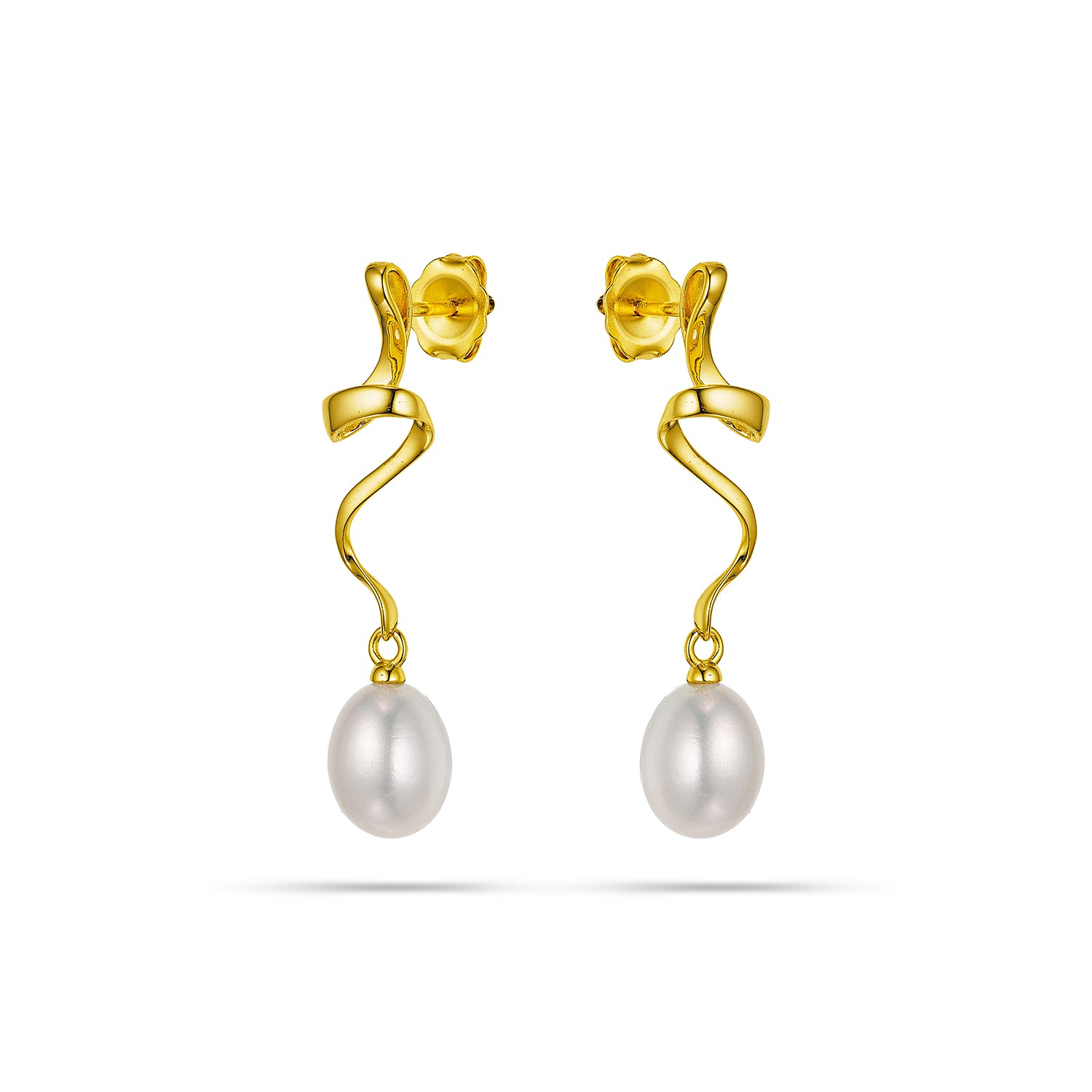 Σκουλαρίκια Pearls από επιχρυσωμένο ασήμι 925° με freshwater pearl