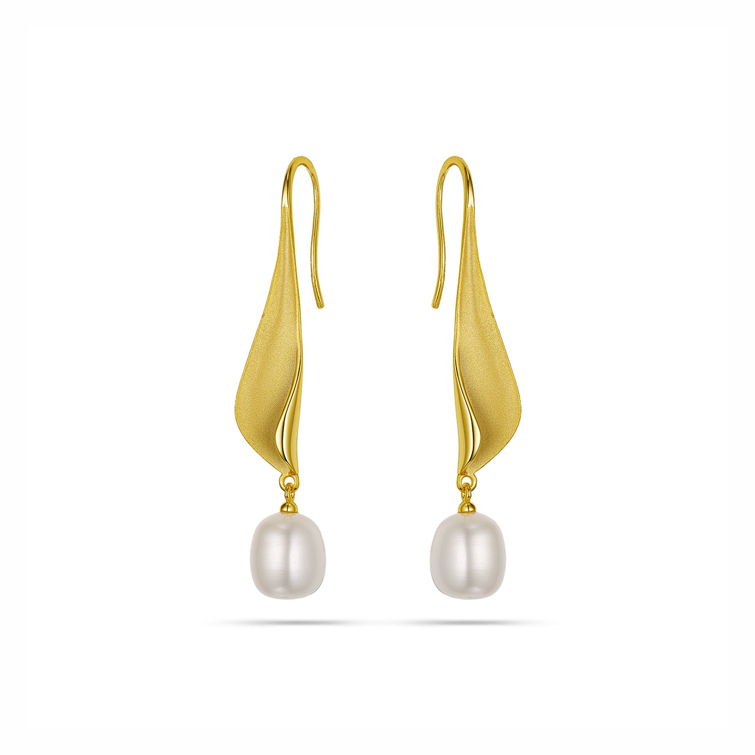 Σκουλαρίκια Pearls από επιχρυσωμένο ασήμι 925° με freshwater pearls
