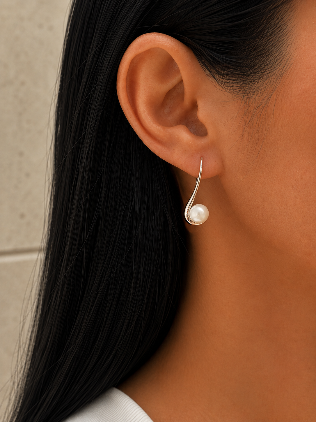 Σκουλαρίκια Pearls από επιροδιωμένο ασήμι 925° με freshwater pearls