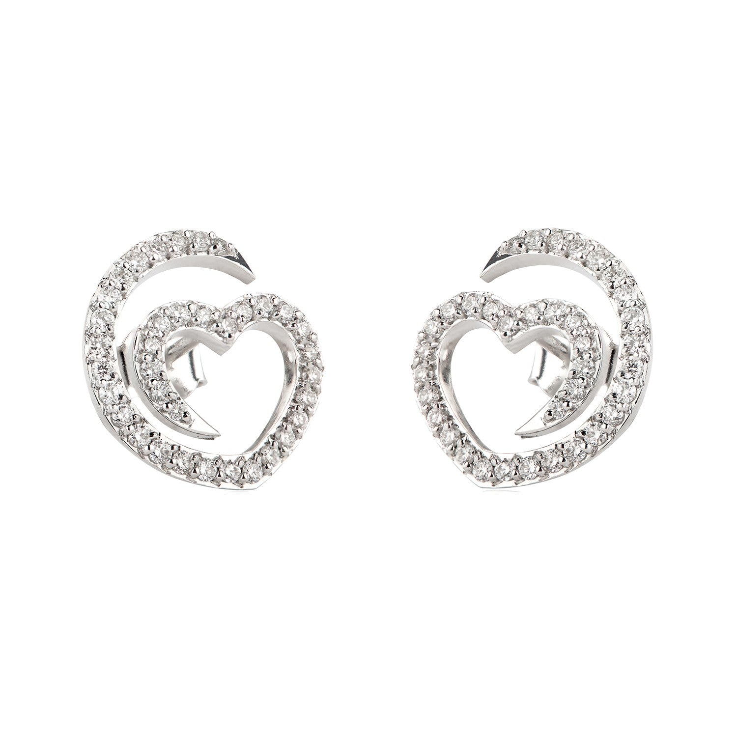 Σκουλαρίκια LiLaLove από λευκό χρυσό 18K με διαμάντια μπριγιάν