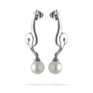 Σκουλαρίκια από επιροδιωμένο ασήμι 925° με freshwater pearl