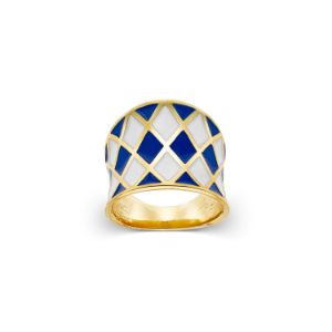 Δαχτυλίδι Pop 23 από επιχρυσωμένο ασήμι 925° με λευκό και μπλε σμάλτο